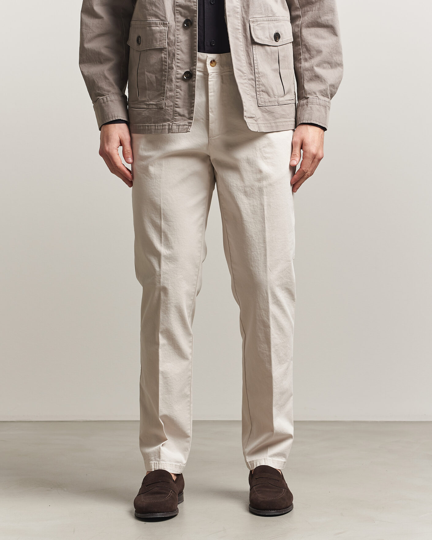 Herr | Byxor | Oscar Jacobson | Danik Cotton Trousers White