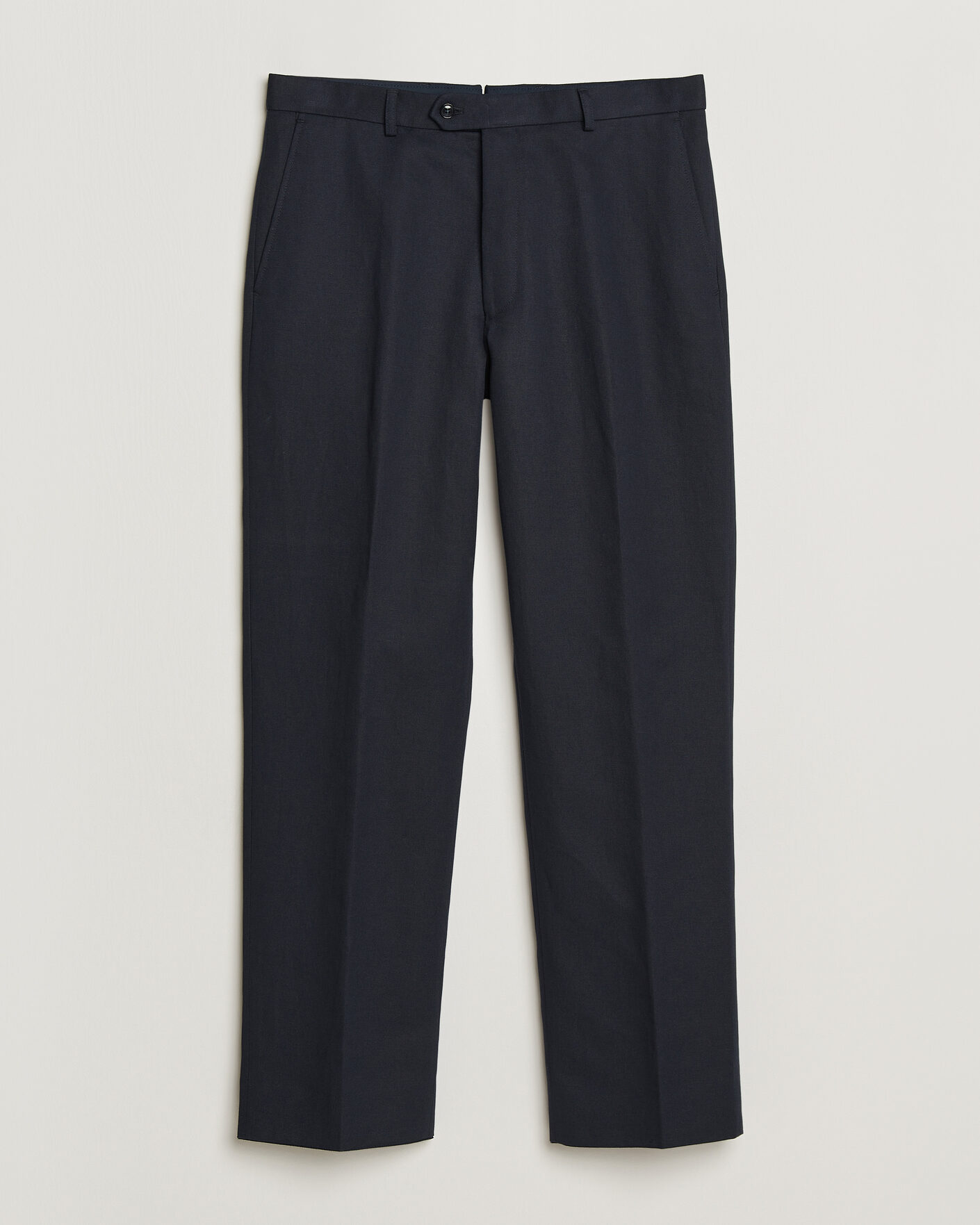 Herr | Byxor | Oscar Jacobson | Del Cotton/Linen Trousers Navy