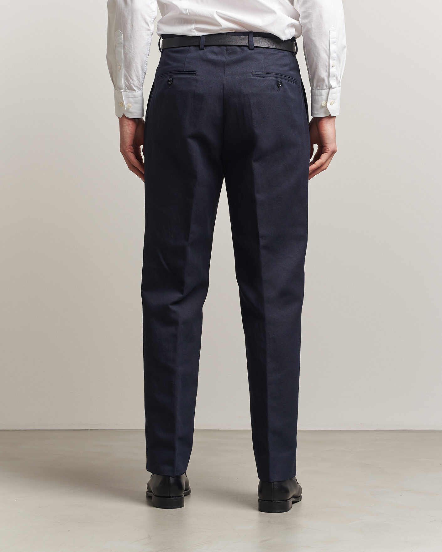 Herr | Byxor | Oscar Jacobson | Del Cotton/Linen Trousers Navy