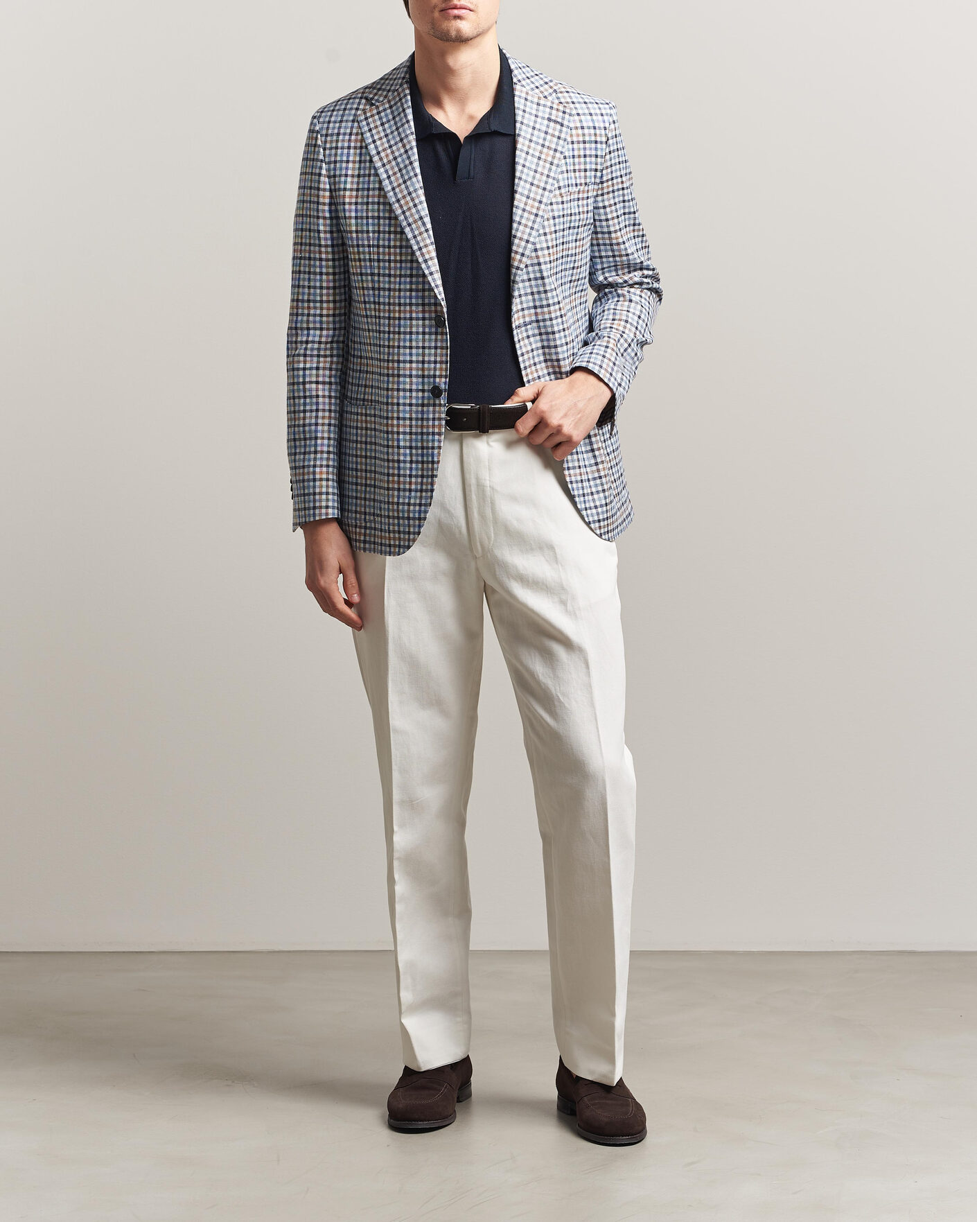 Herr | Byxor | Oscar Jacobson | Del Cotton/Linen Trousers White