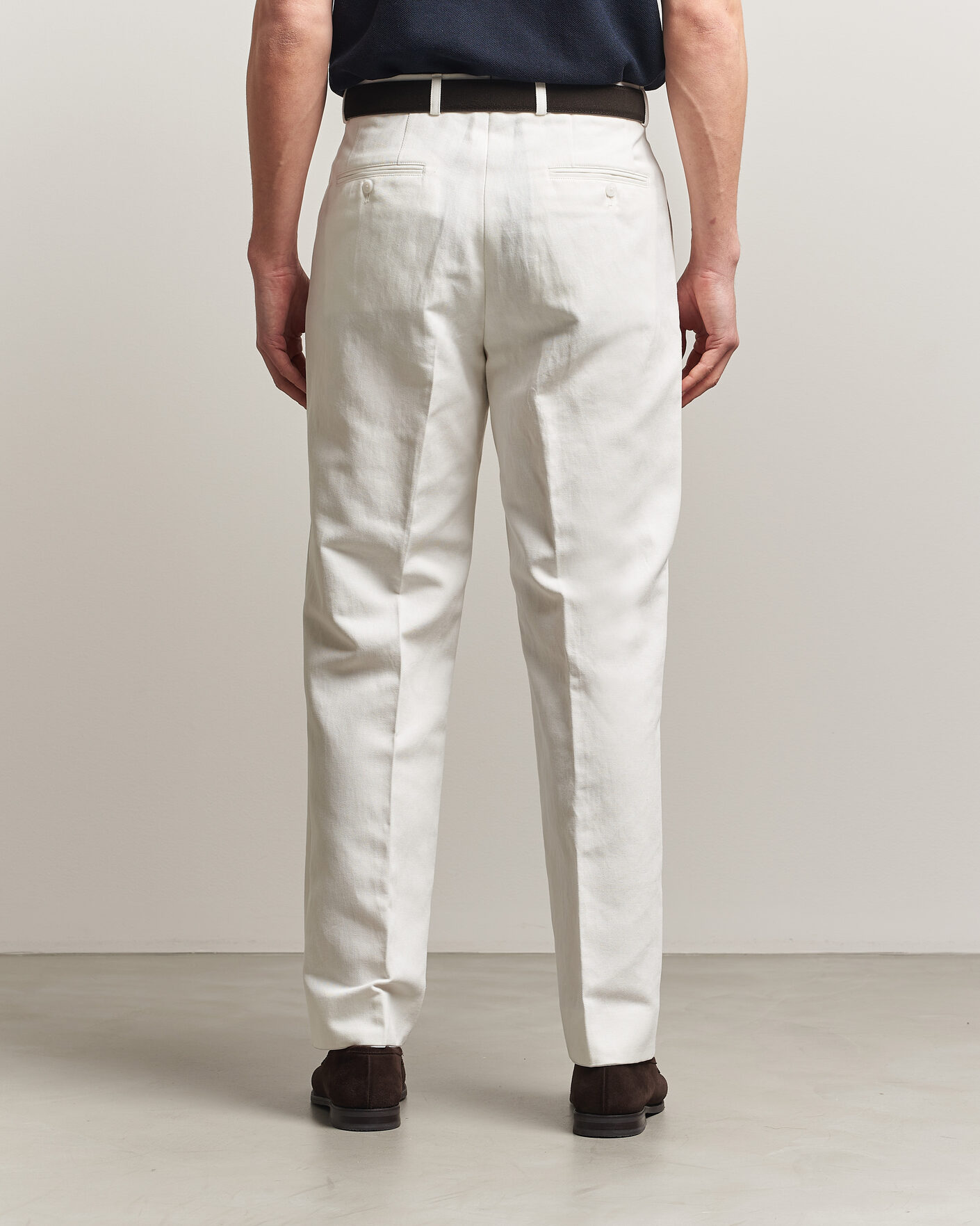Herr | Byxor | Oscar Jacobson | Del Cotton/Linen Trousers White