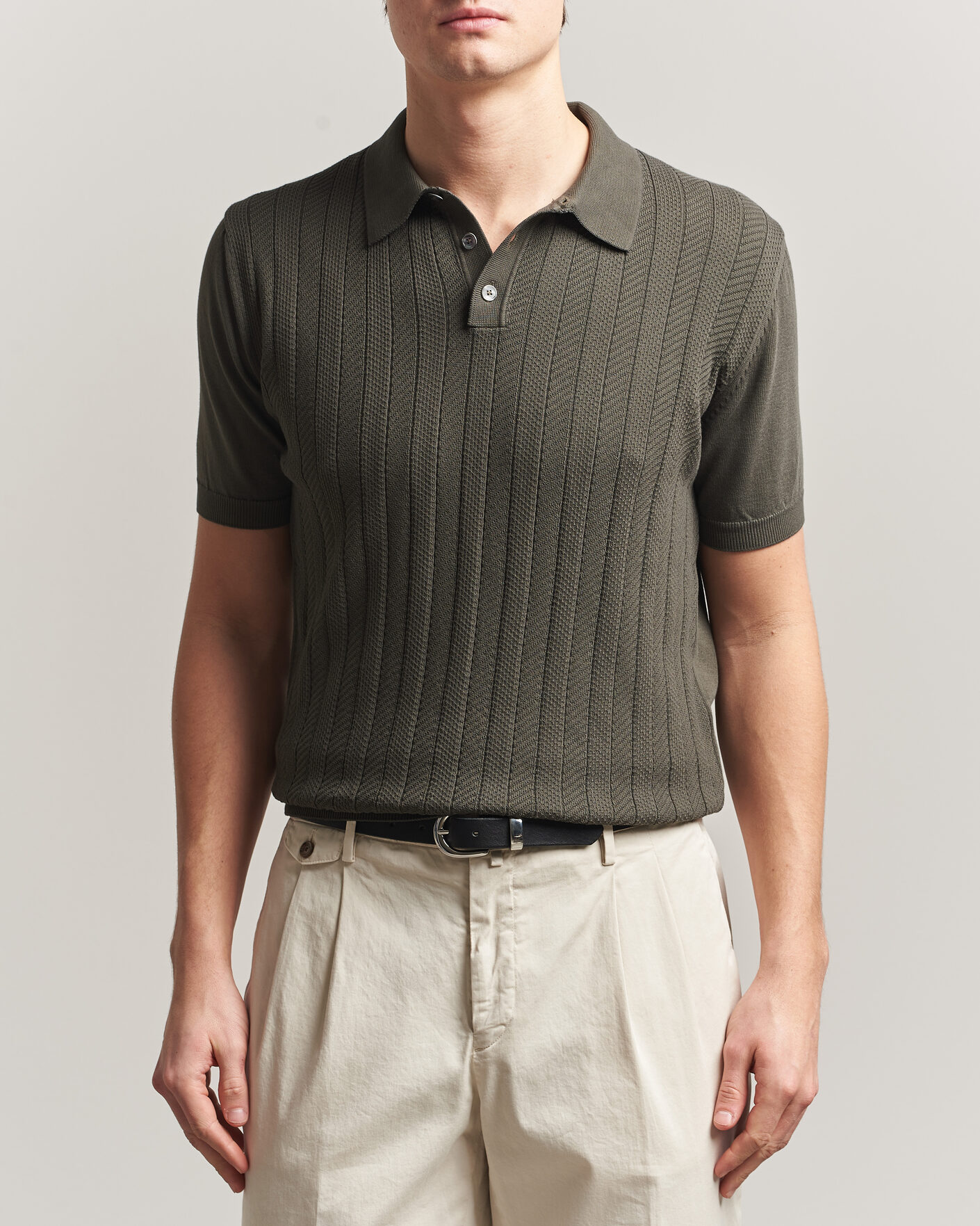 Herr | Pikéer | Oscar Jacobson | Barto Structured Cotton Polo Green