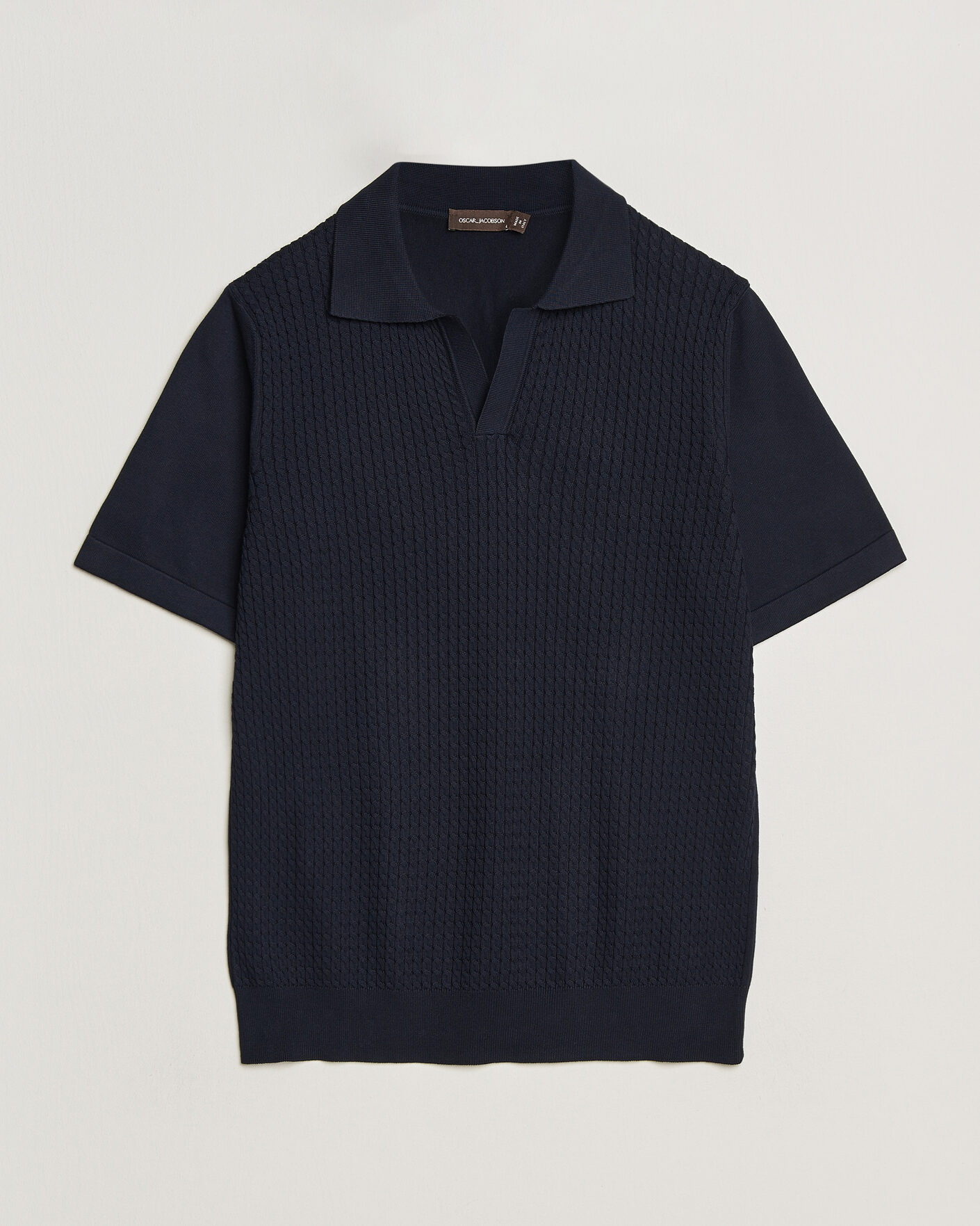 Herr | Pikéer | Oscar Jacobson | Alf Structured Cotton Polo Navy