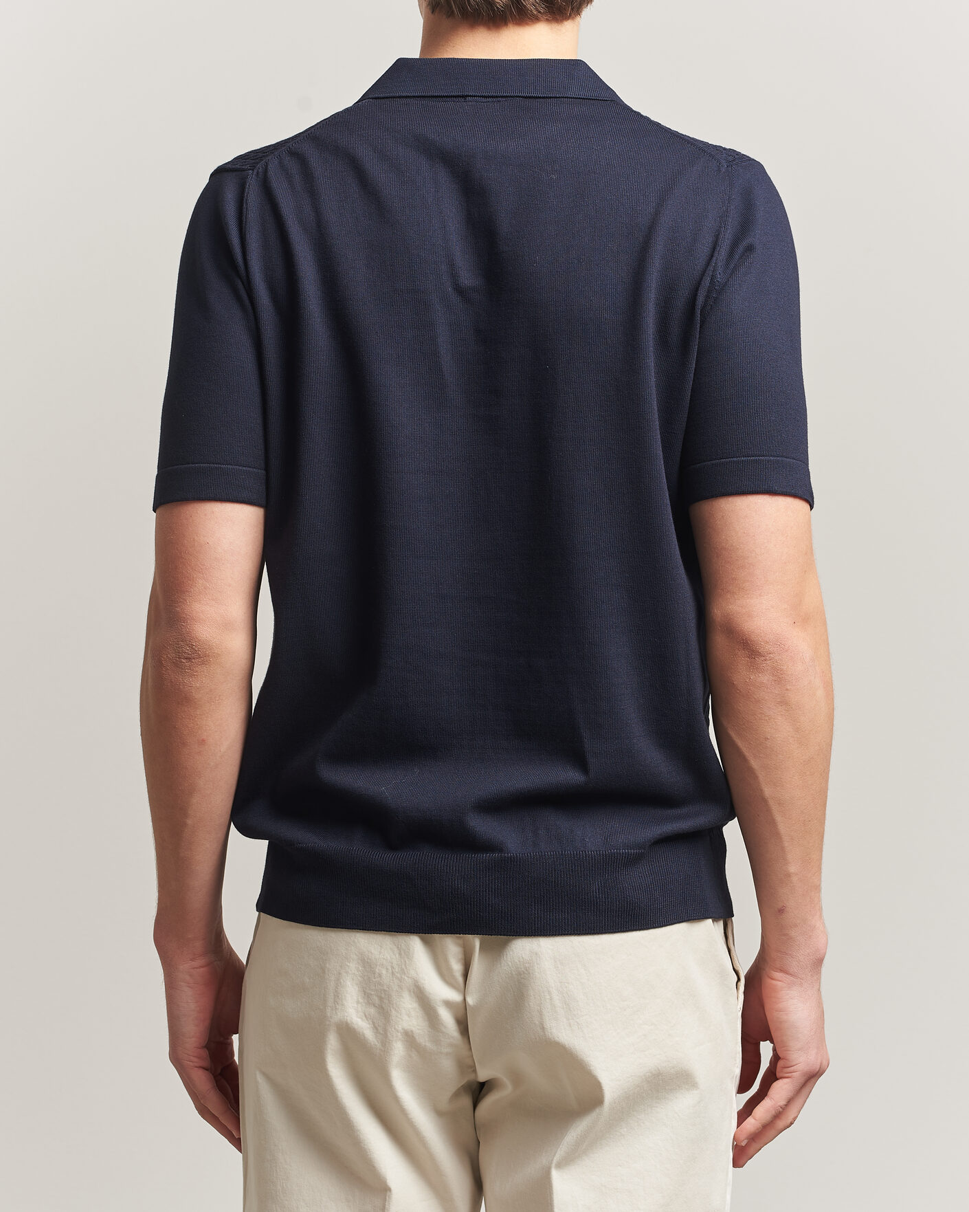 Herr | Pikéer | Oscar Jacobson | Alf Structured Cotton Polo Navy