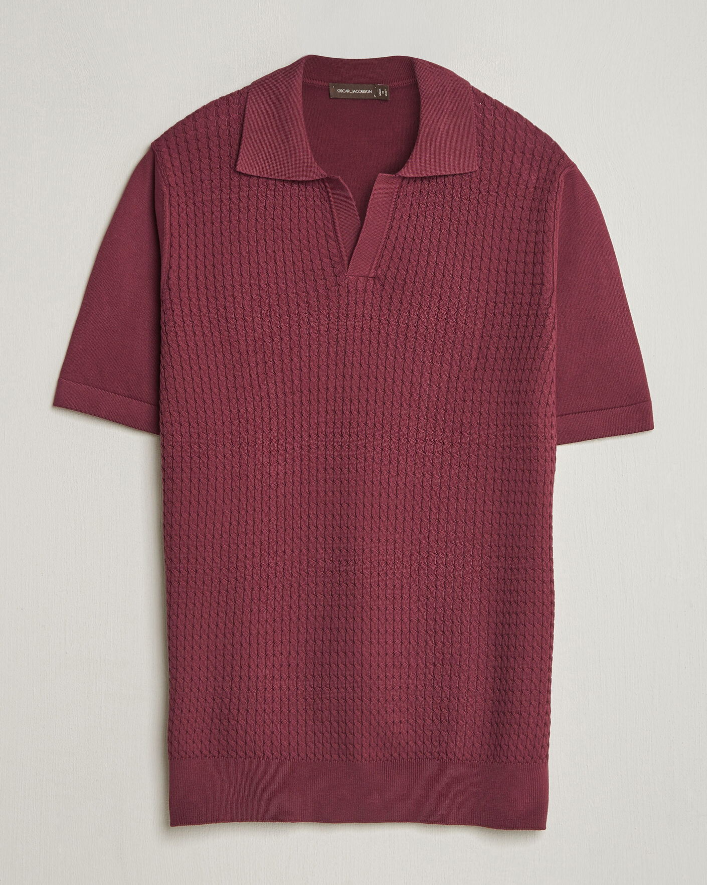 Herr | Pikéer | Oscar Jacobson | Alf Structured Cotton Polo Wine Red