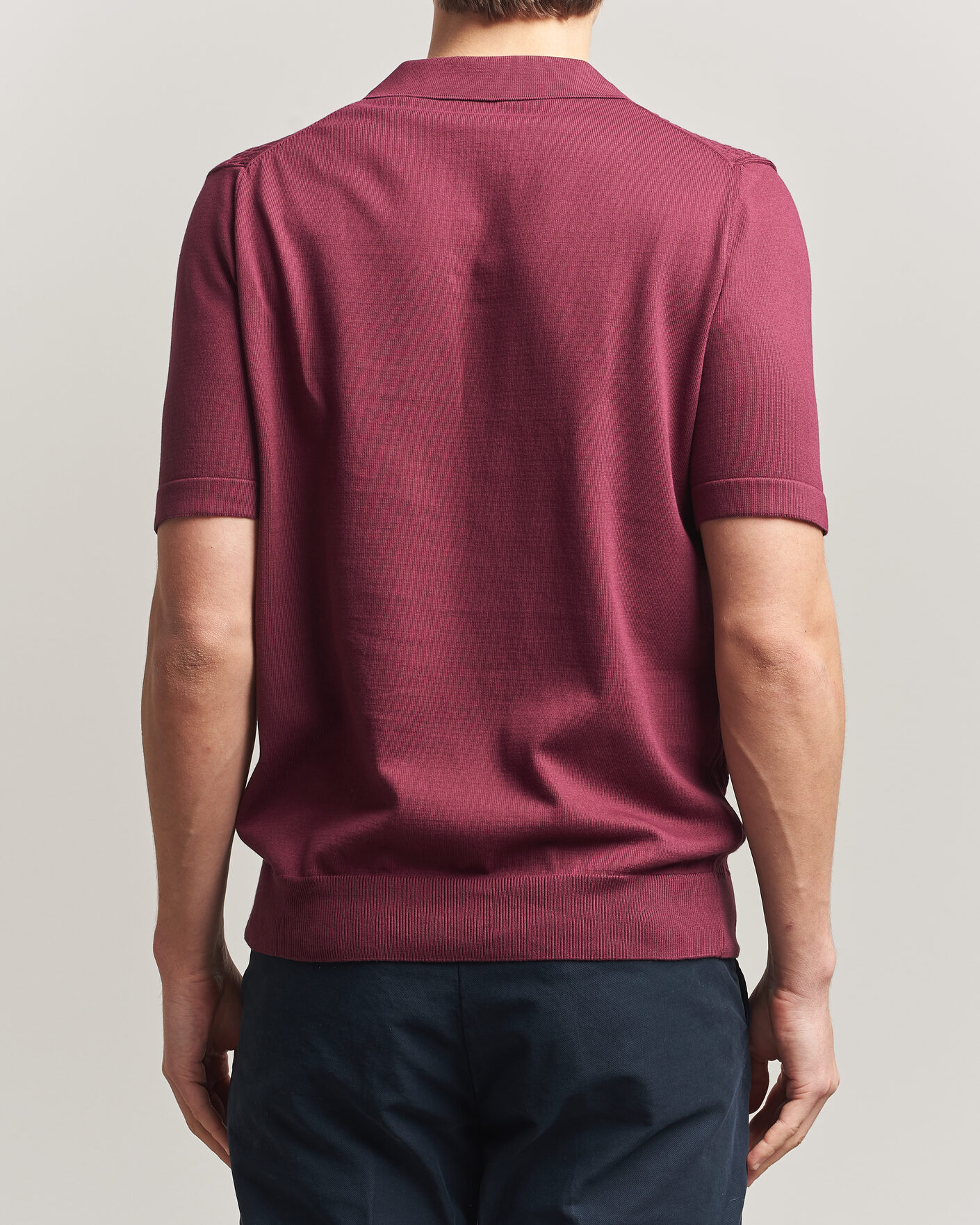 Herr | Pikéer | Oscar Jacobson | Alf Structured Cotton Polo Wine Red