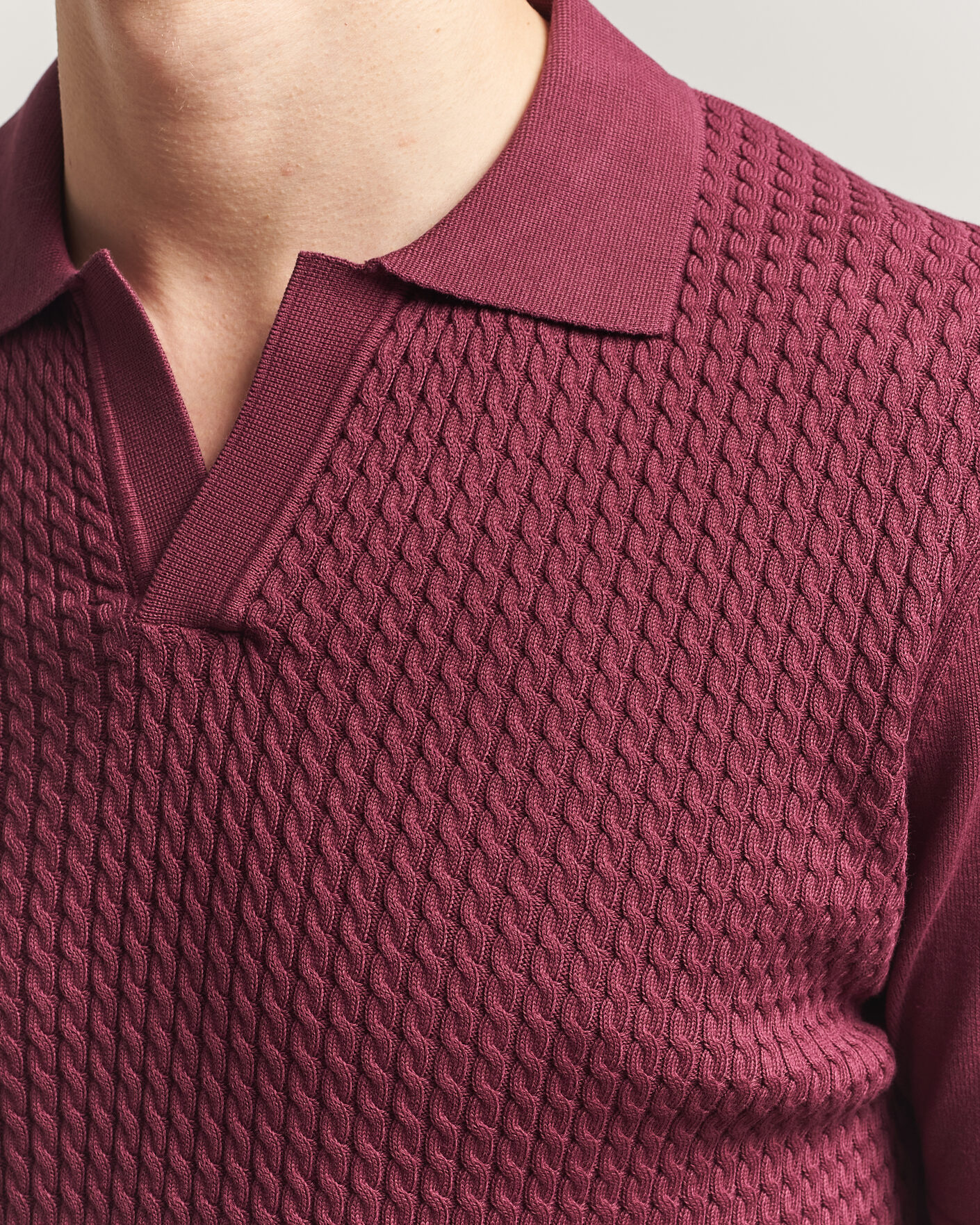 Herr | Pikéer | Oscar Jacobson | Alf Structured Cotton Polo Wine Red