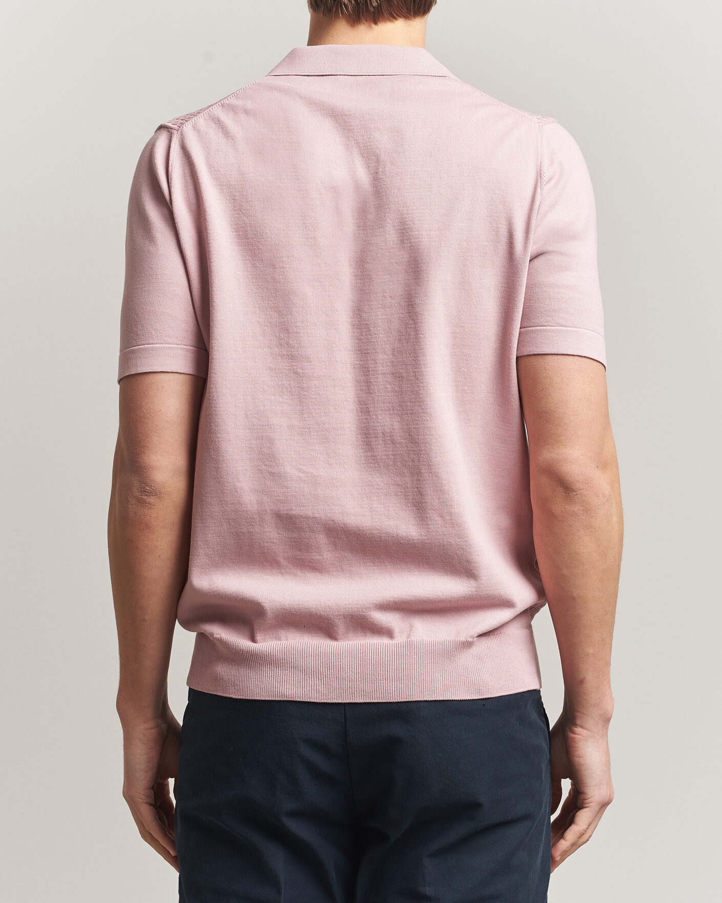 Herr | Pikéer | Oscar Jacobson | Alf Structured Cotton Polo Pink