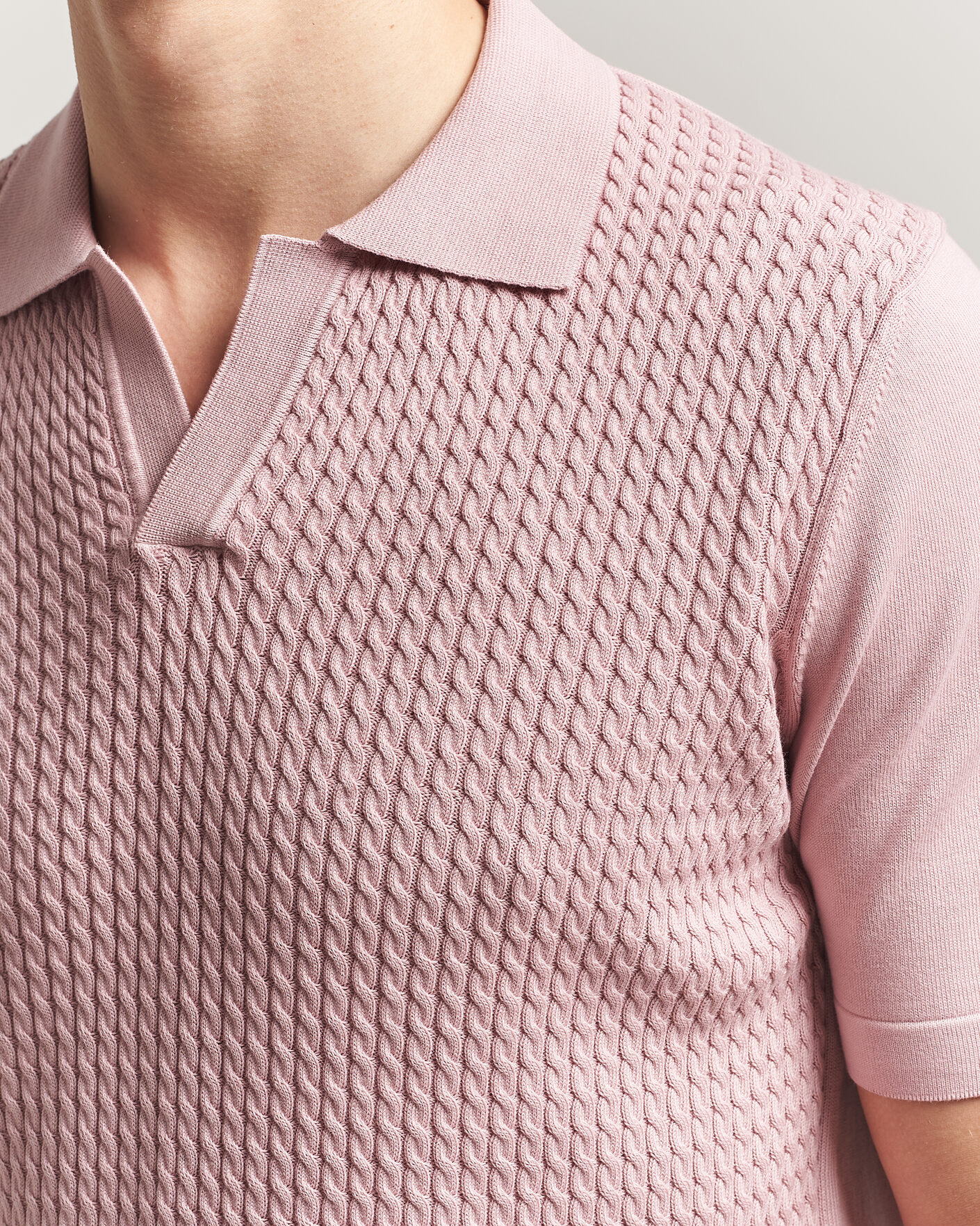 Herr | Pikéer | Oscar Jacobson | Alf Structured Cotton Polo Pink