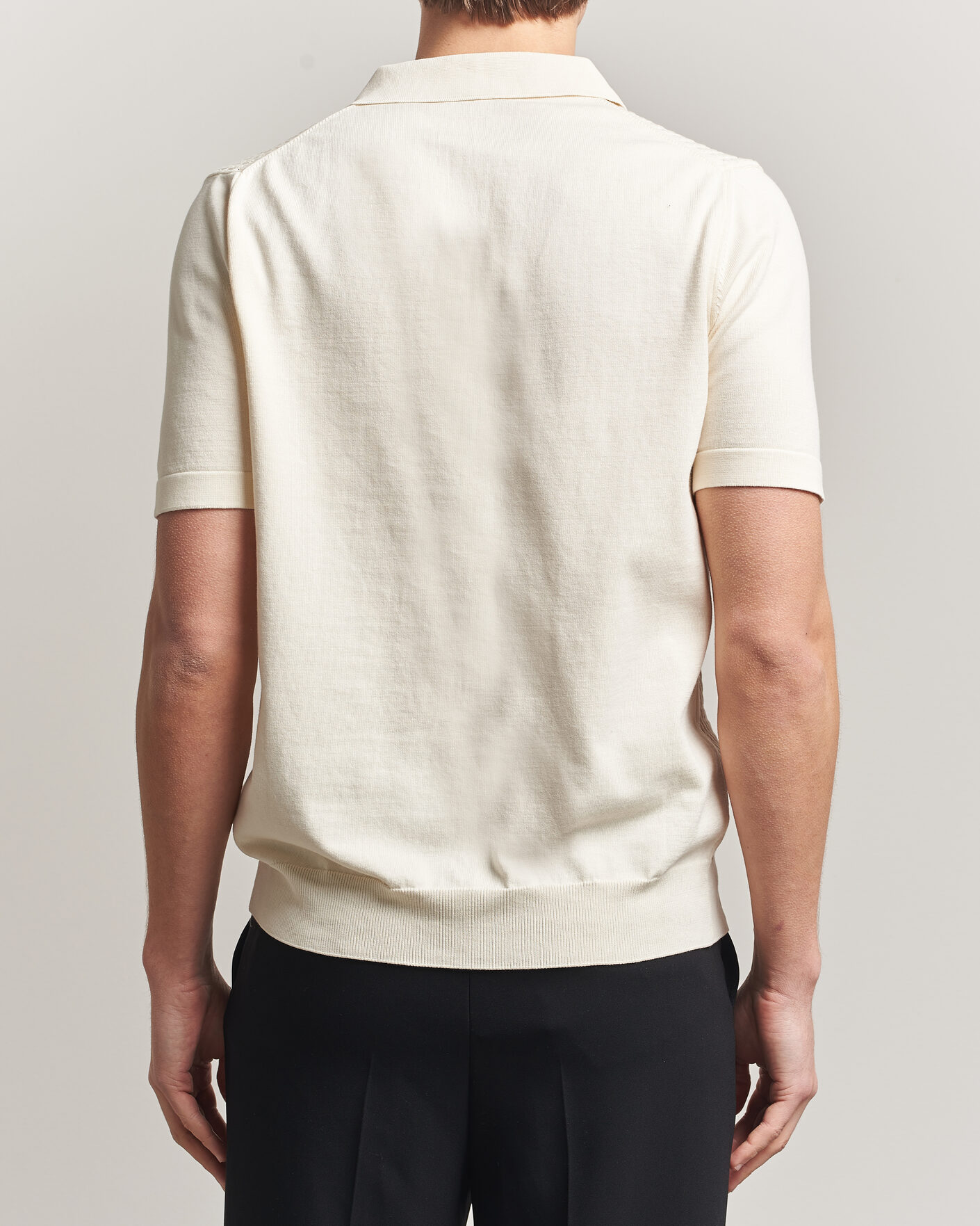 Herr | Pikéer | Oscar Jacobson | Alf Structured Cotton Polo Off White