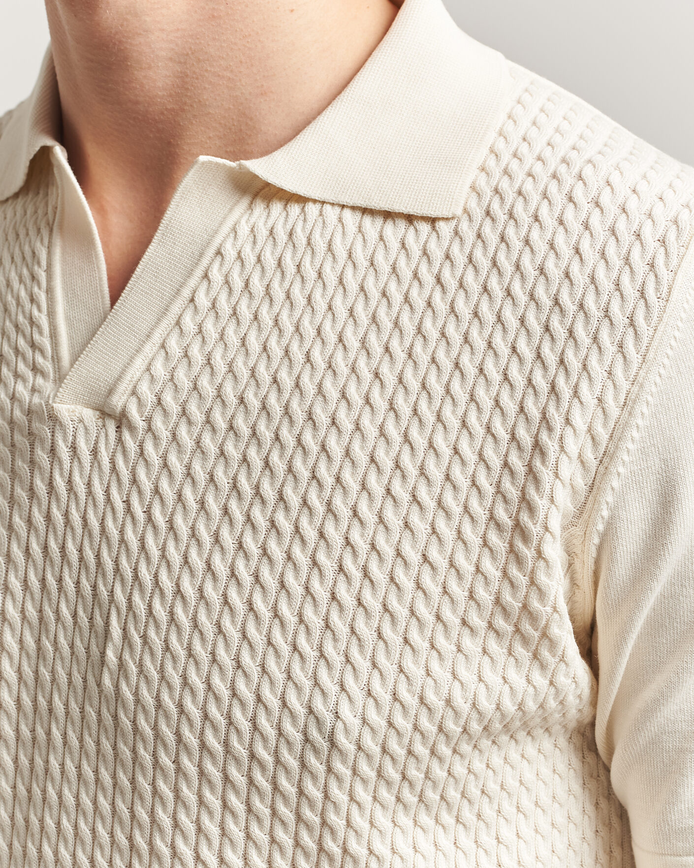 Herr | Pikéer | Oscar Jacobson | Alf Structured Cotton Polo Off White