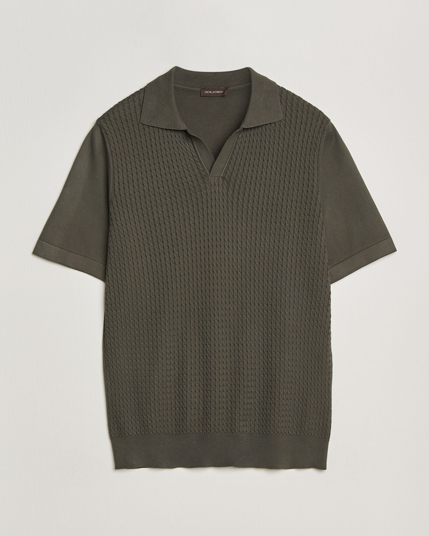 Herr | Pikéer | Oscar Jacobson | Alf Structured Cotton Polo Green