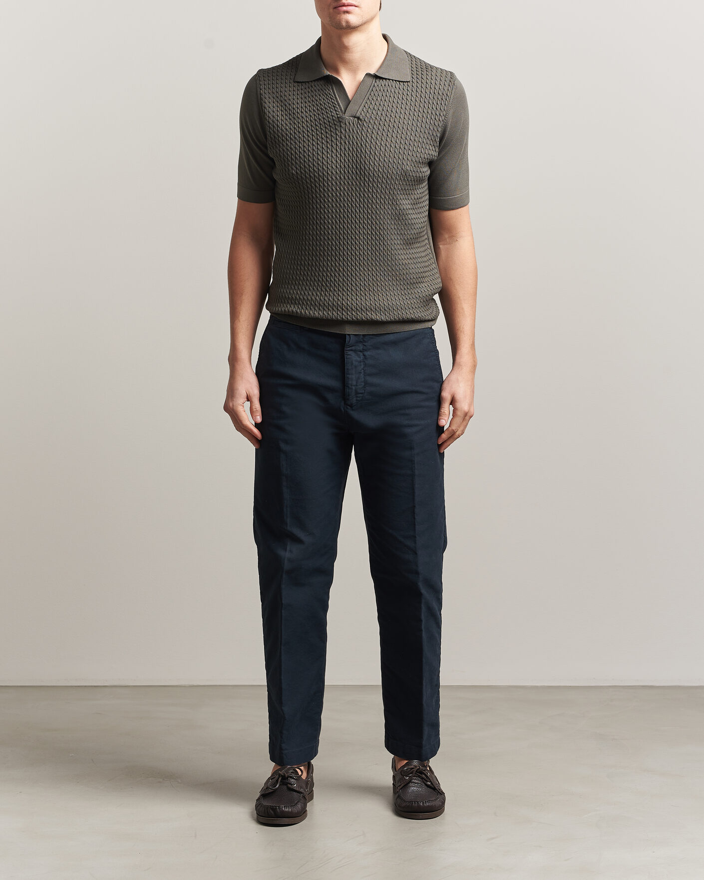 Herr | Pikéer | Oscar Jacobson | Alf Structured Cotton Polo Green