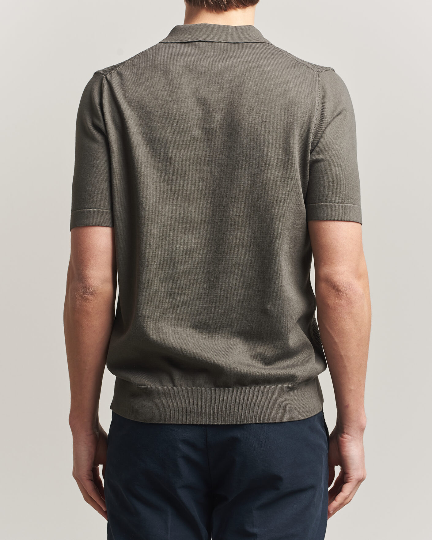 Herr | Pikéer | Oscar Jacobson | Alf Structured Cotton Polo Green