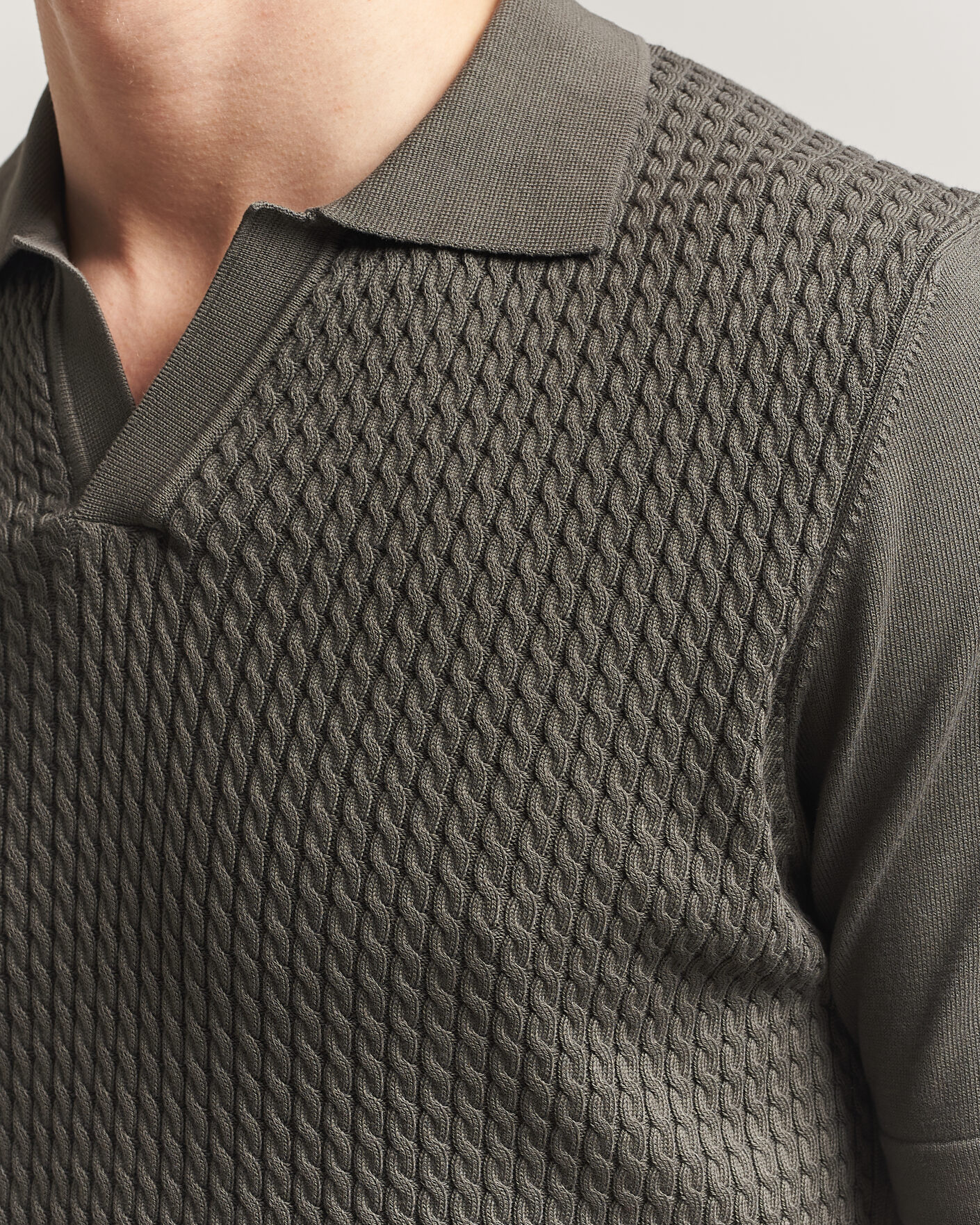 Herr | Pikéer | Oscar Jacobson | Alf Structured Cotton Polo Green