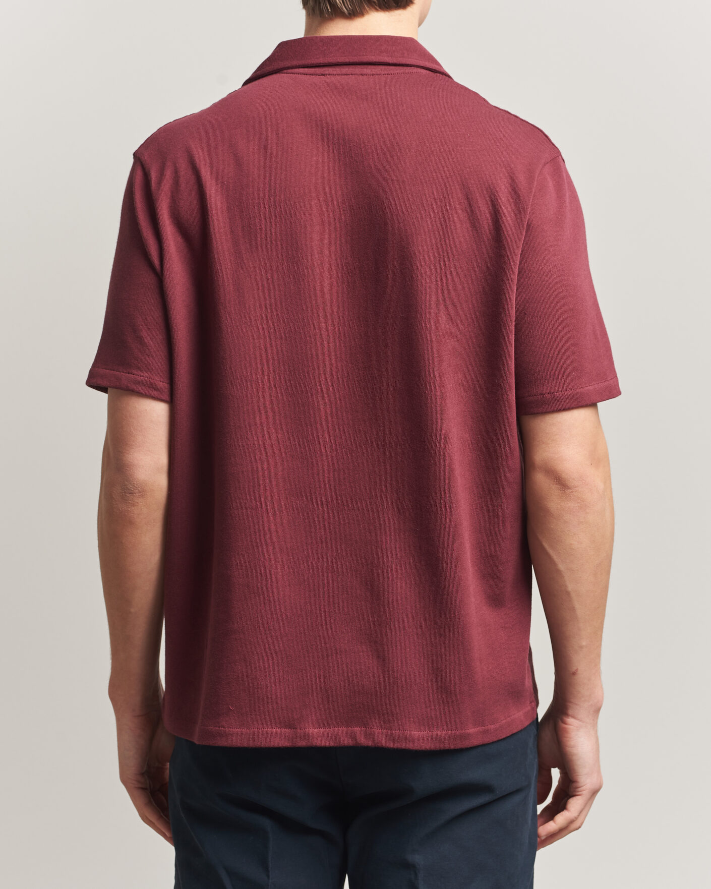 Herr | Skjortor | Oscar Jacobson | Kirk Knitted Short Sleeve Shirt Wine Red
