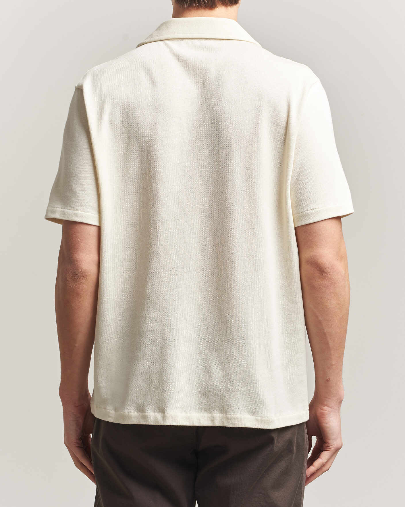 Herr | Skjortor | Oscar Jacobson | Kirk Knitted Short Sleeve Shirt Off White