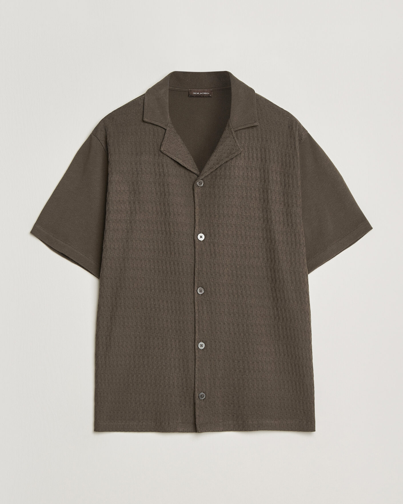 Herr | Skjortor | Oscar Jacobson | Kirk Knitted Short Sleeve Shirt Green