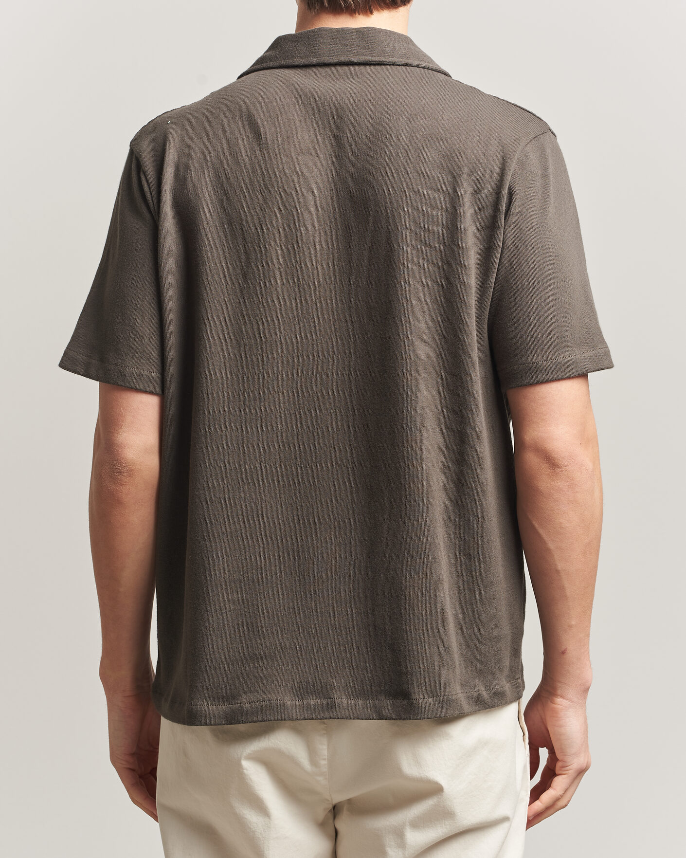 Herr | Skjortor | Oscar Jacobson | Kirk Knitted Short Sleeve Shirt Green