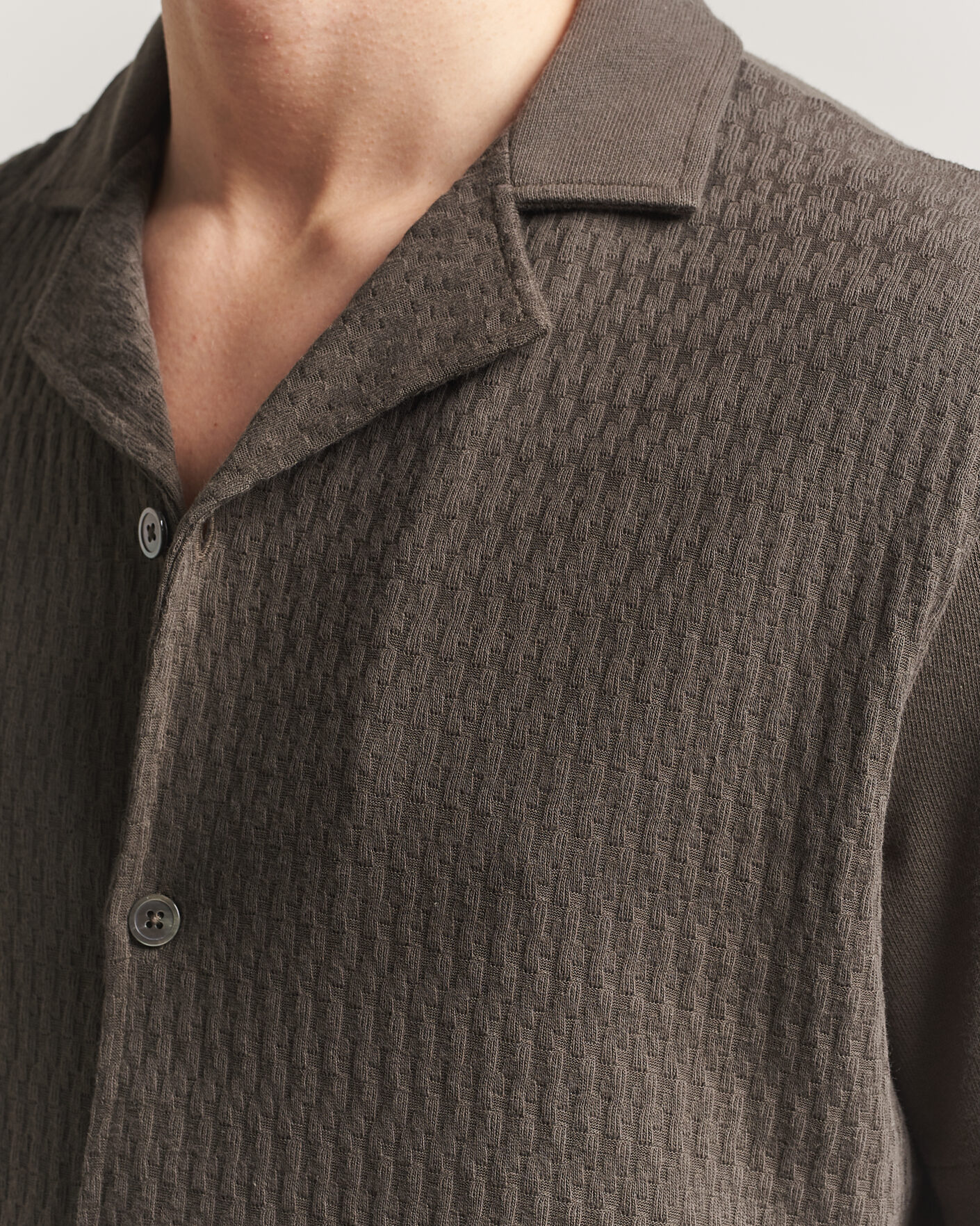 Herr | Skjortor | Oscar Jacobson | Kirk Knitted Short Sleeve Shirt Green