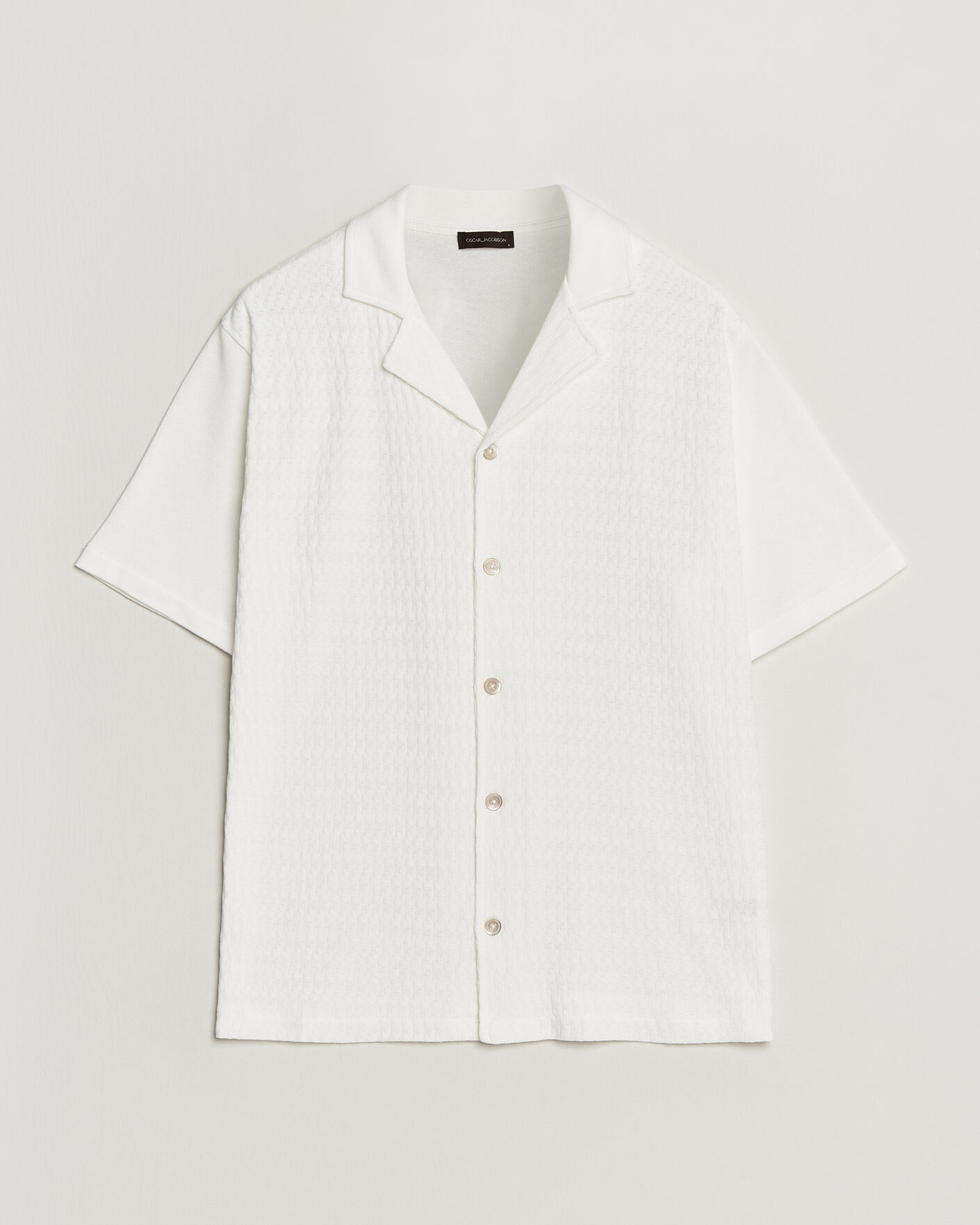 Herr | Skjortor | Oscar Jacobson | Kirk Knitted Short Sleeve Shirt Snow White