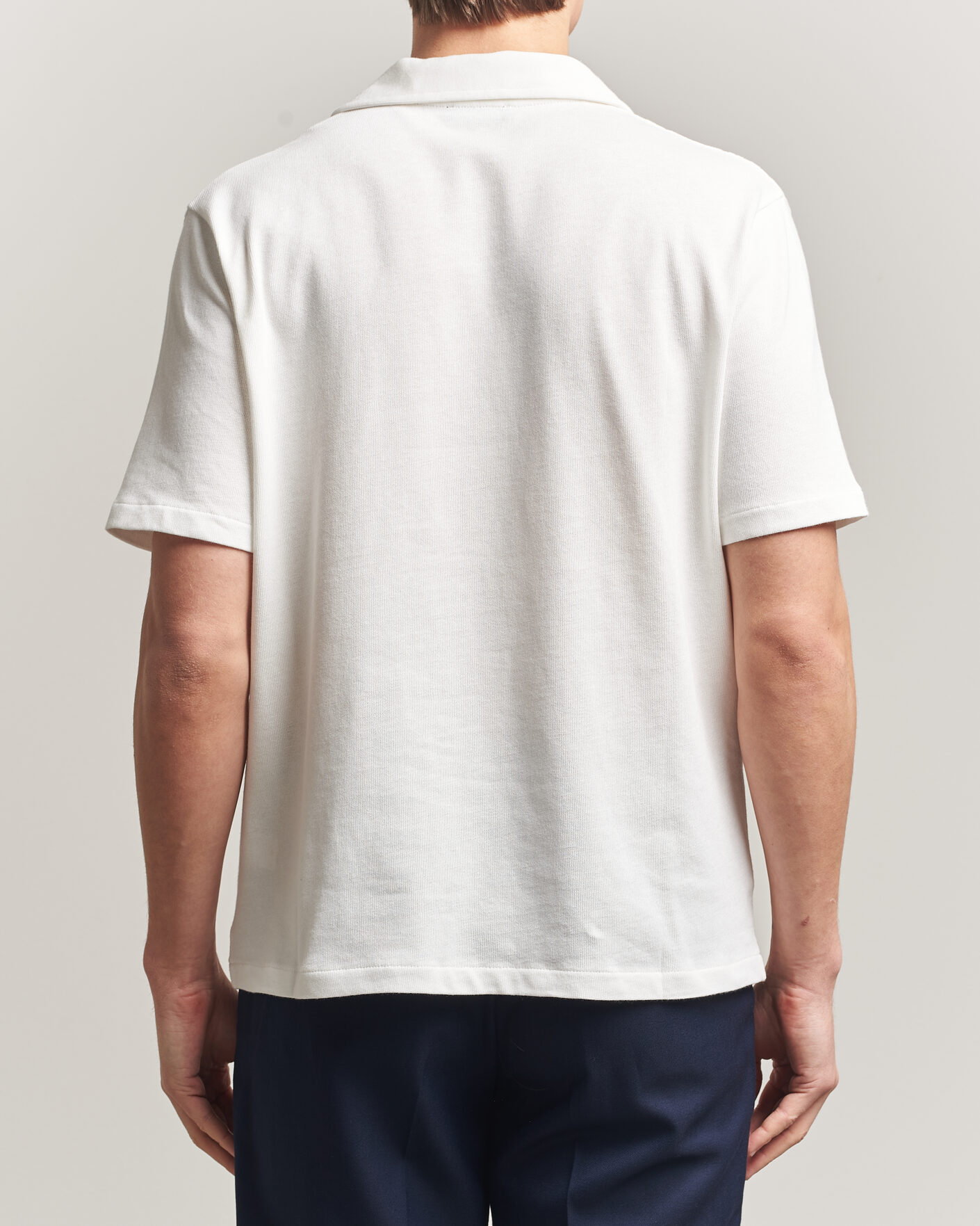 Herr | Skjortor | Oscar Jacobson | Kirk Knitted Short Sleeve Shirt Snow White