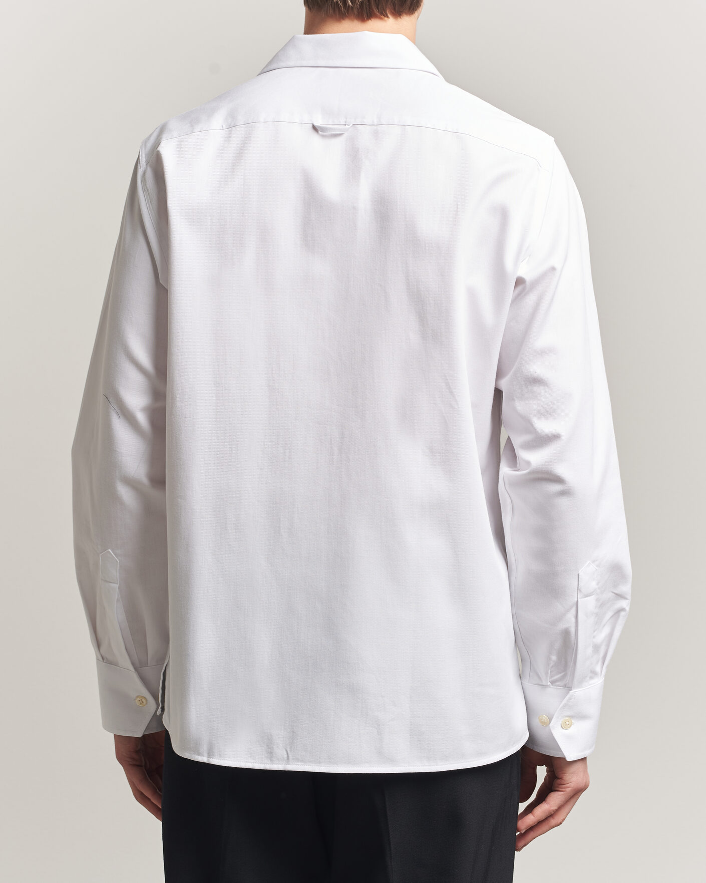 Herr | Skjortor | Oscar Jacobson | Straight Fit Bowling Collar Cotton Shirt White