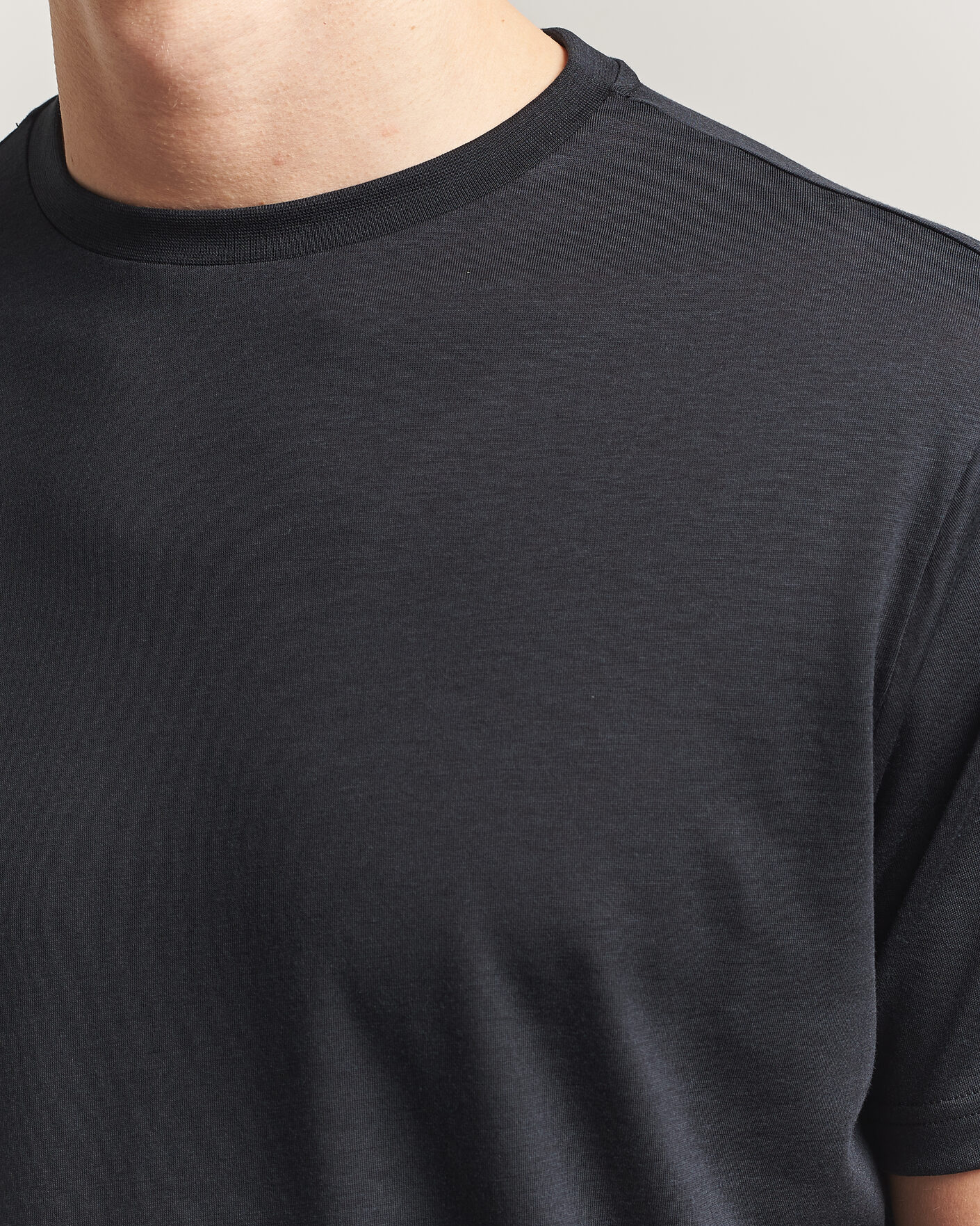 Herr | T-Shirts | Oscar Jacobson | Kim Lyocel/Cotton T-Shirt Black