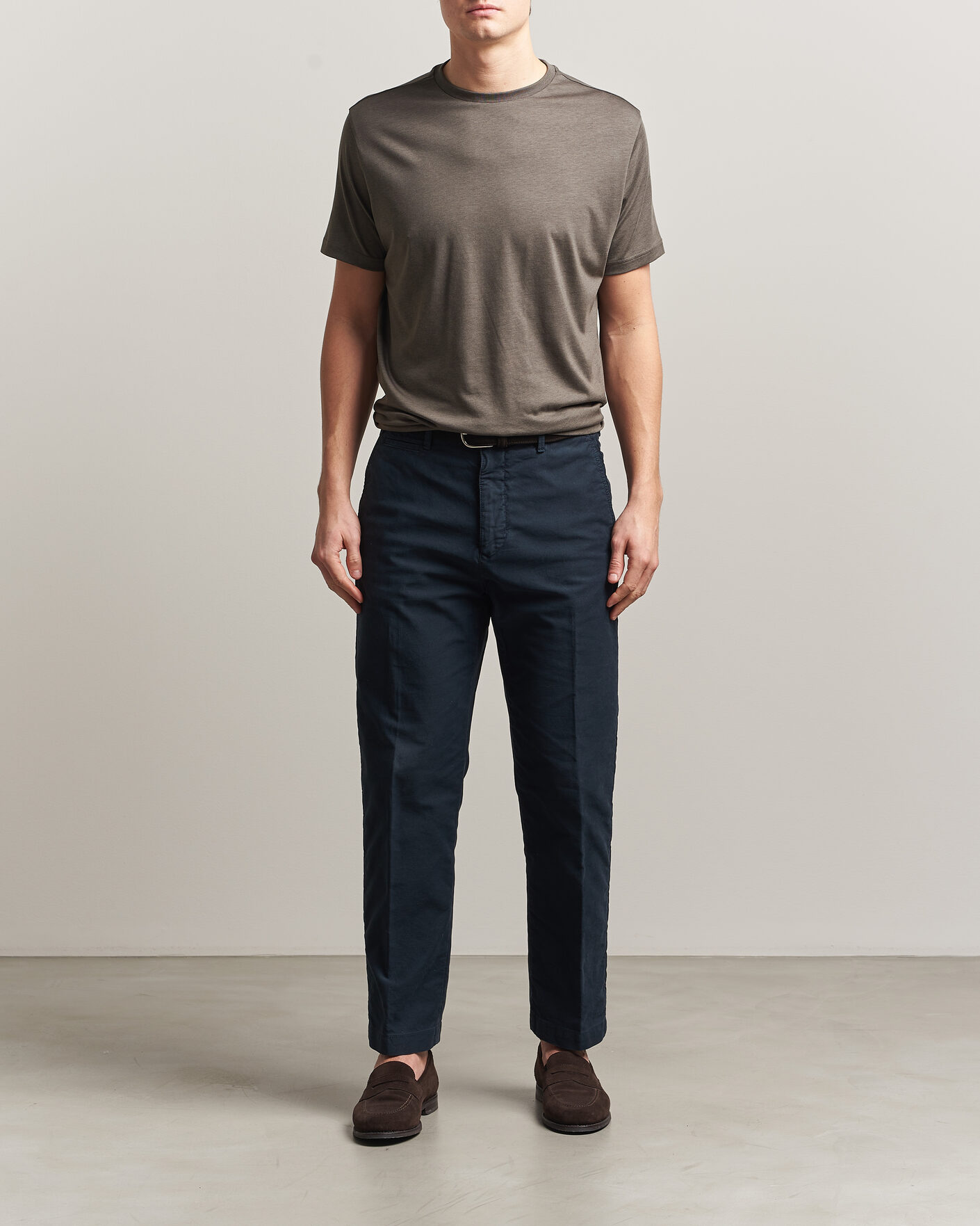 Herr | T-Shirts | Oscar Jacobson | Kim Lyocel/Cotton T-Shirt Green