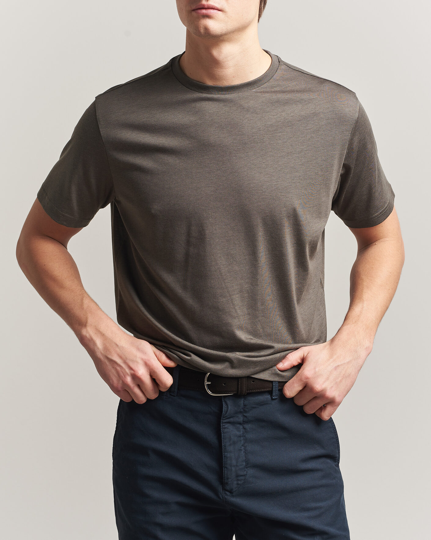 Herr | T-Shirts | Oscar Jacobson | Kim Lyocel/Cotton T-Shirt Green