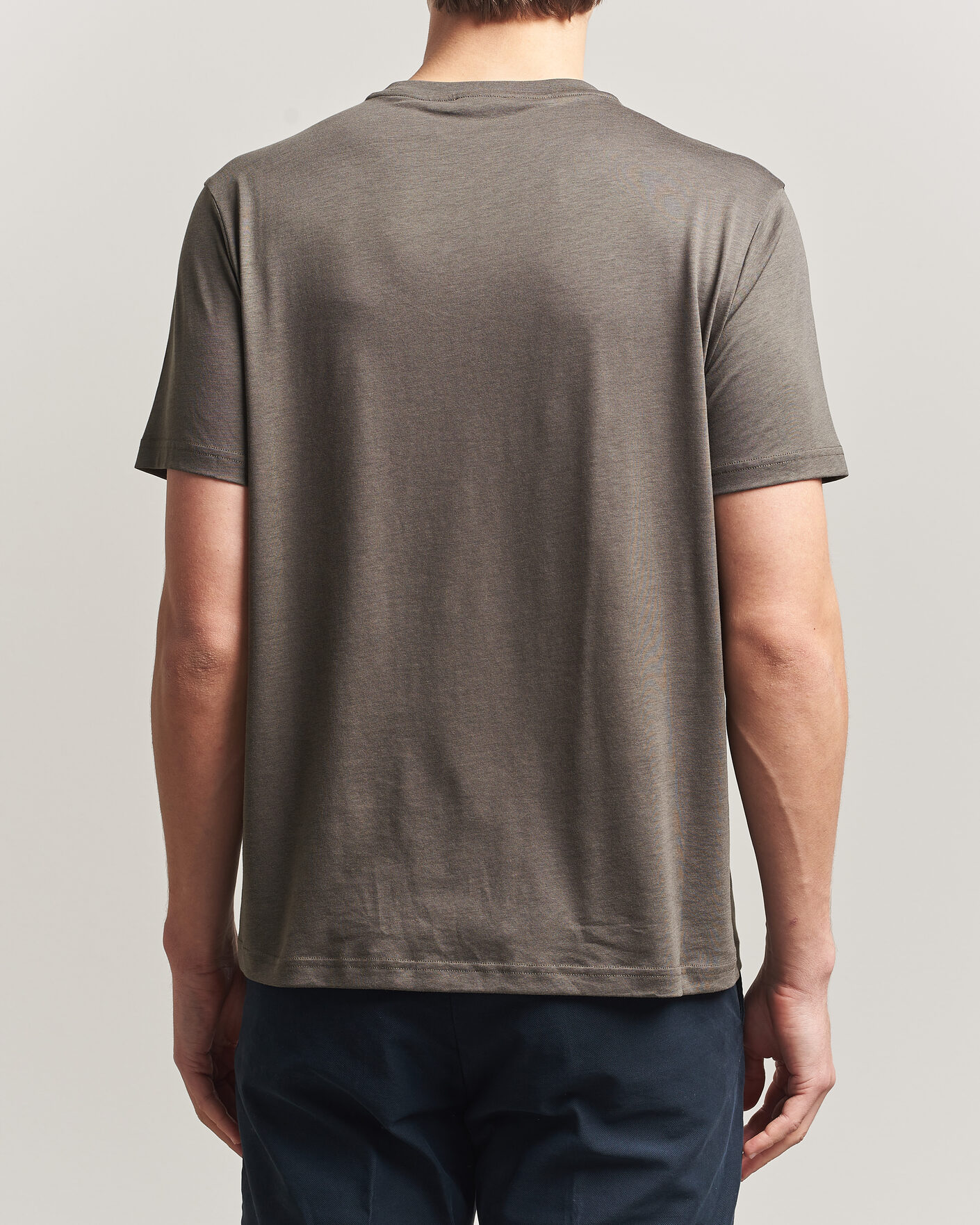 Herr | T-Shirts | Oscar Jacobson | Kim Lyocel/Cotton T-Shirt Green