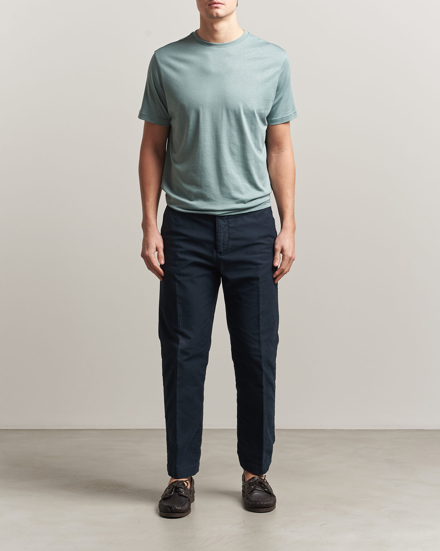 Herr | T-Shirts | Oscar Jacobson | Kim Lyocel/Cotton T-Shirt Soft Green