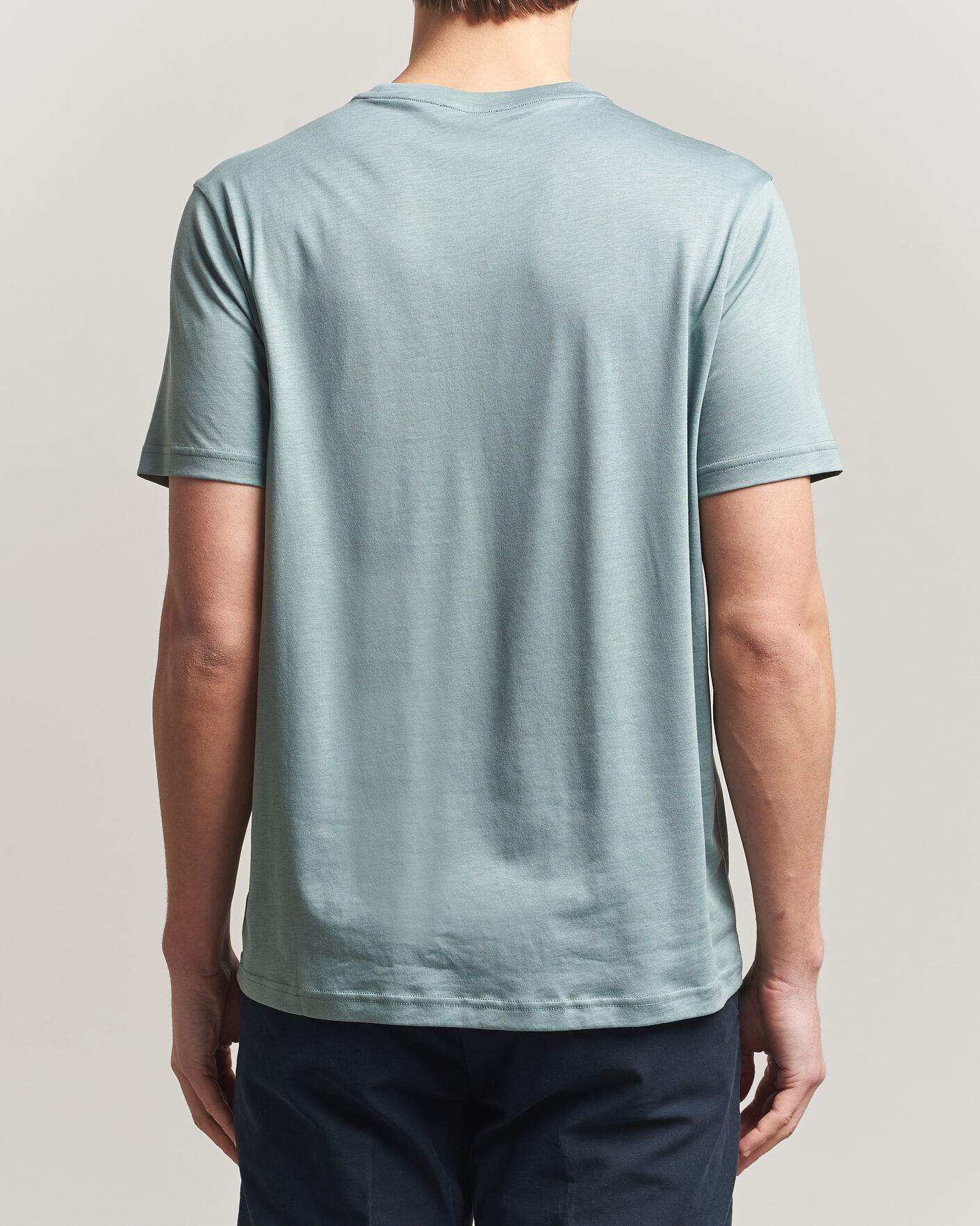 Herr | T-Shirts | Oscar Jacobson | Kim Lyocel/Cotton T-Shirt Soft Green