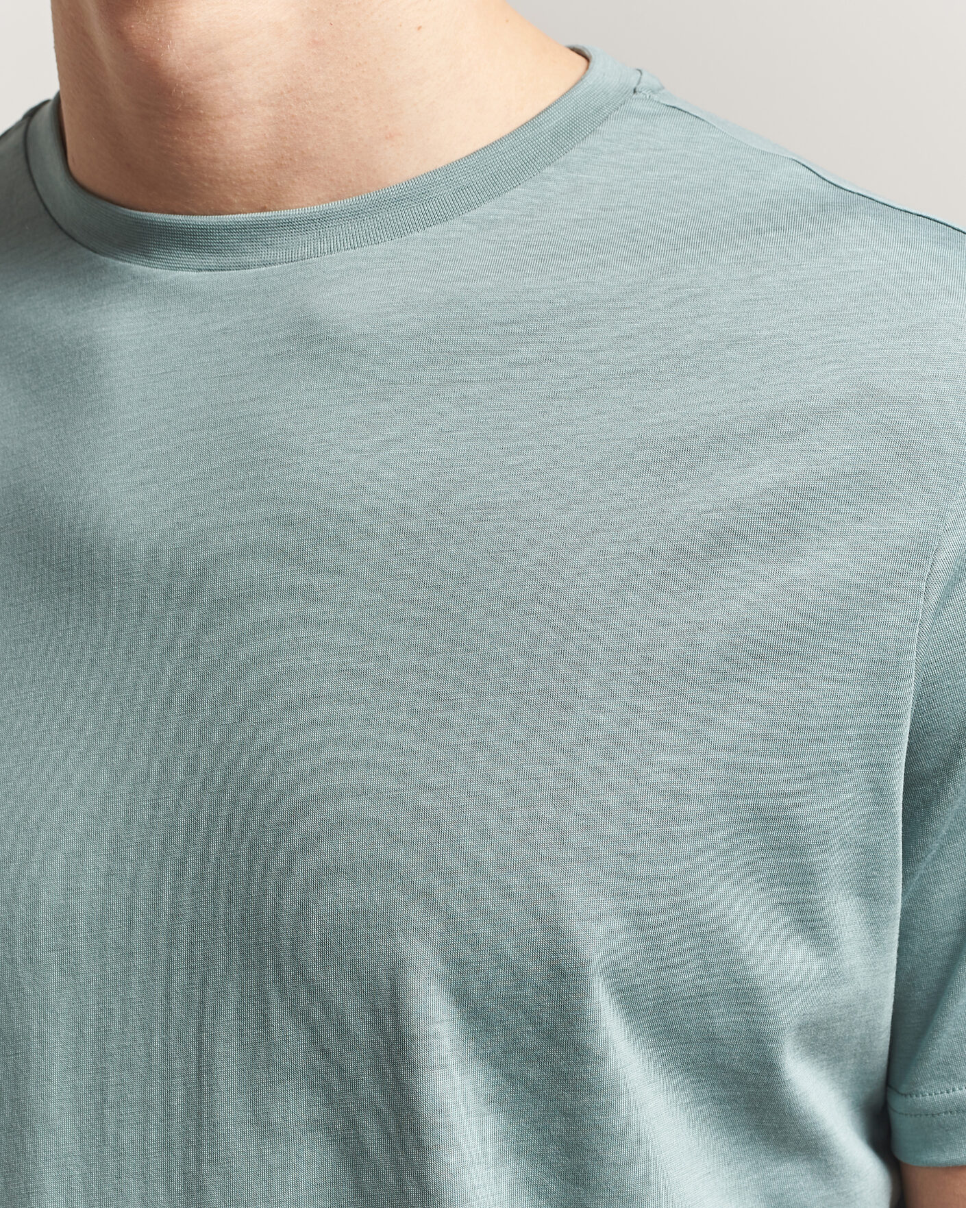 Herr | T-Shirts | Oscar Jacobson | Kim Lyocel/Cotton T-Shirt Soft Green
