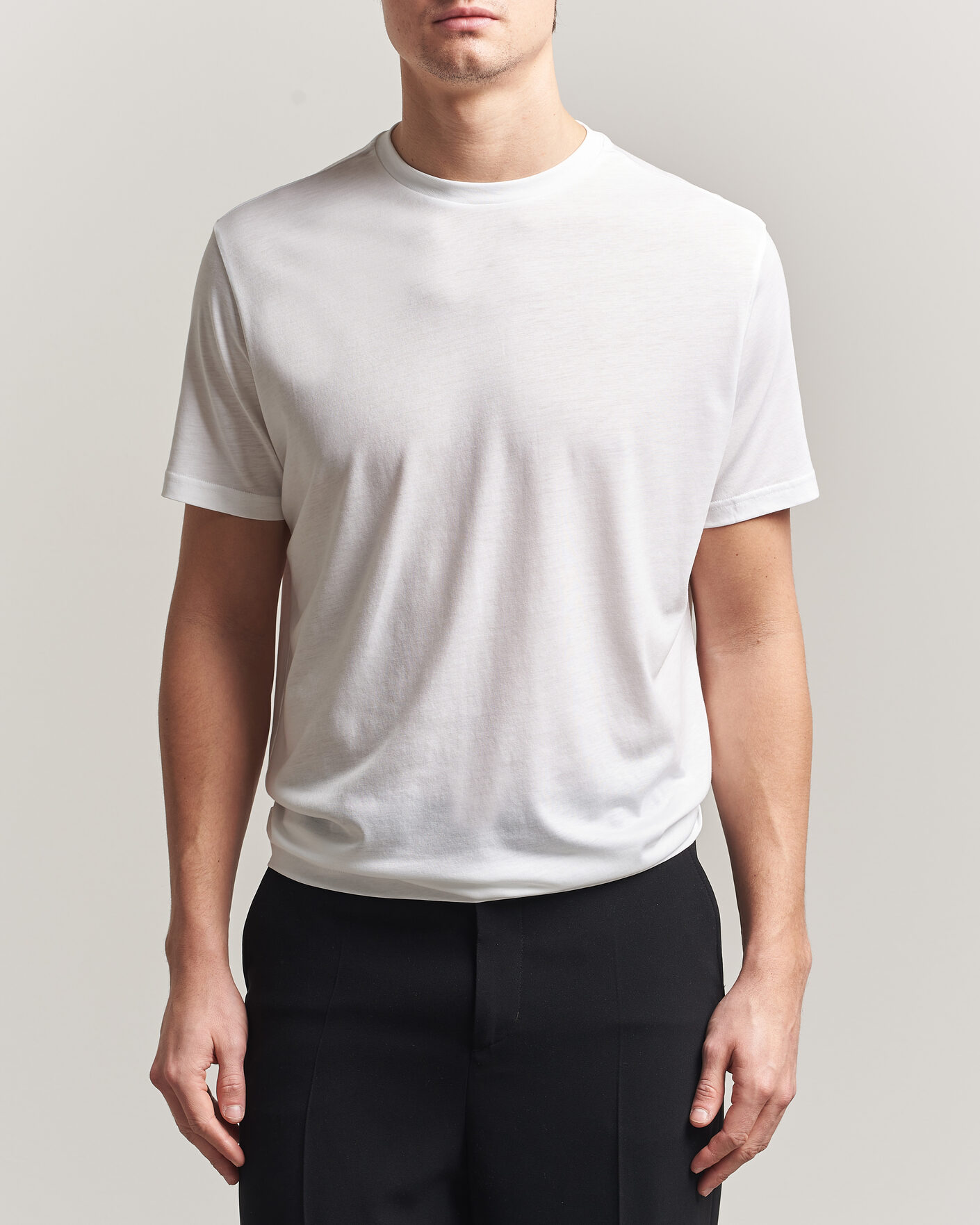 Herr | T-Shirts | Oscar Jacobson | Kim Lyocel/Cotton T-Shirt White