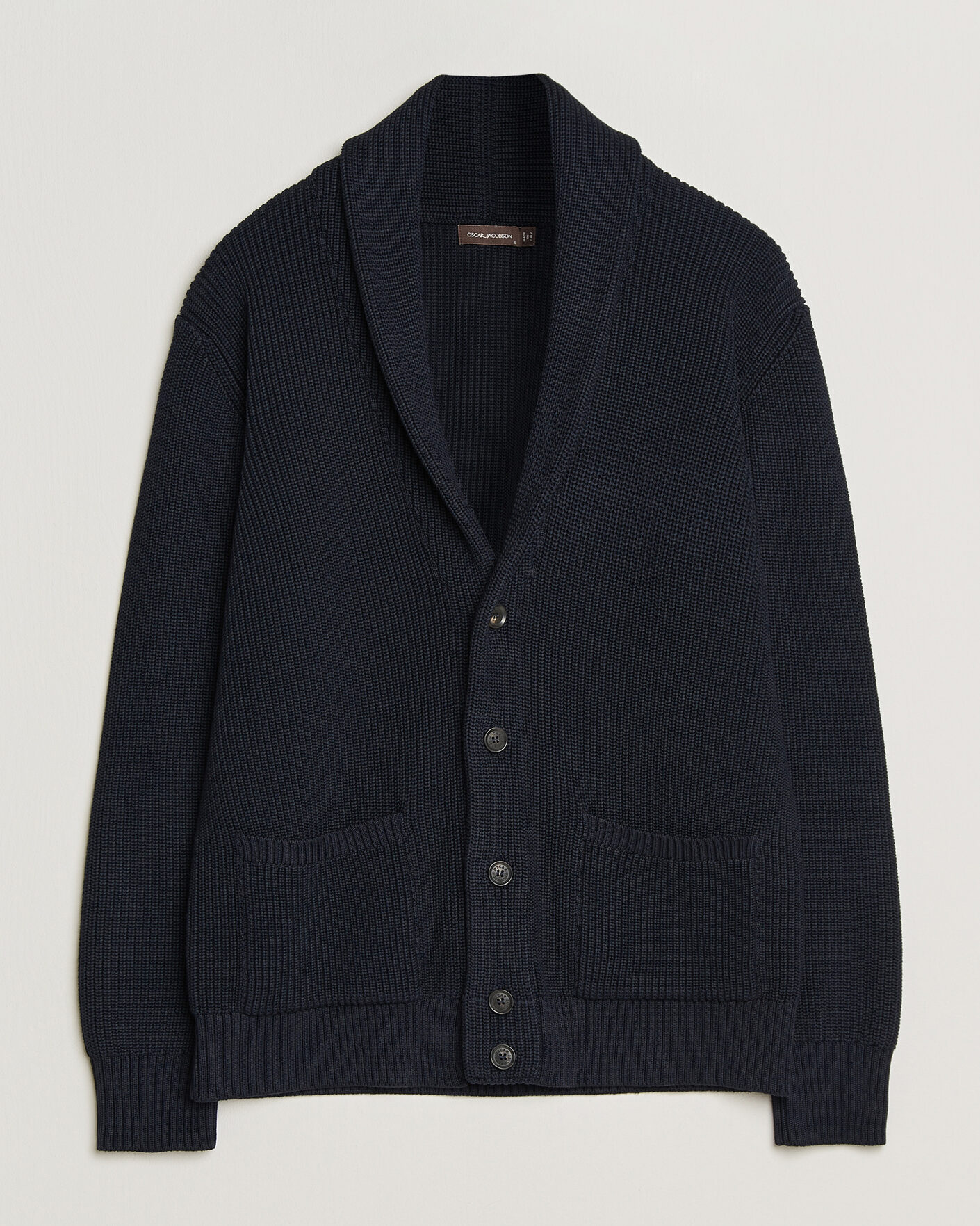Herr | Tröjor | Oscar Jacobson | Roland Knitted Cotton Cardigan Navy