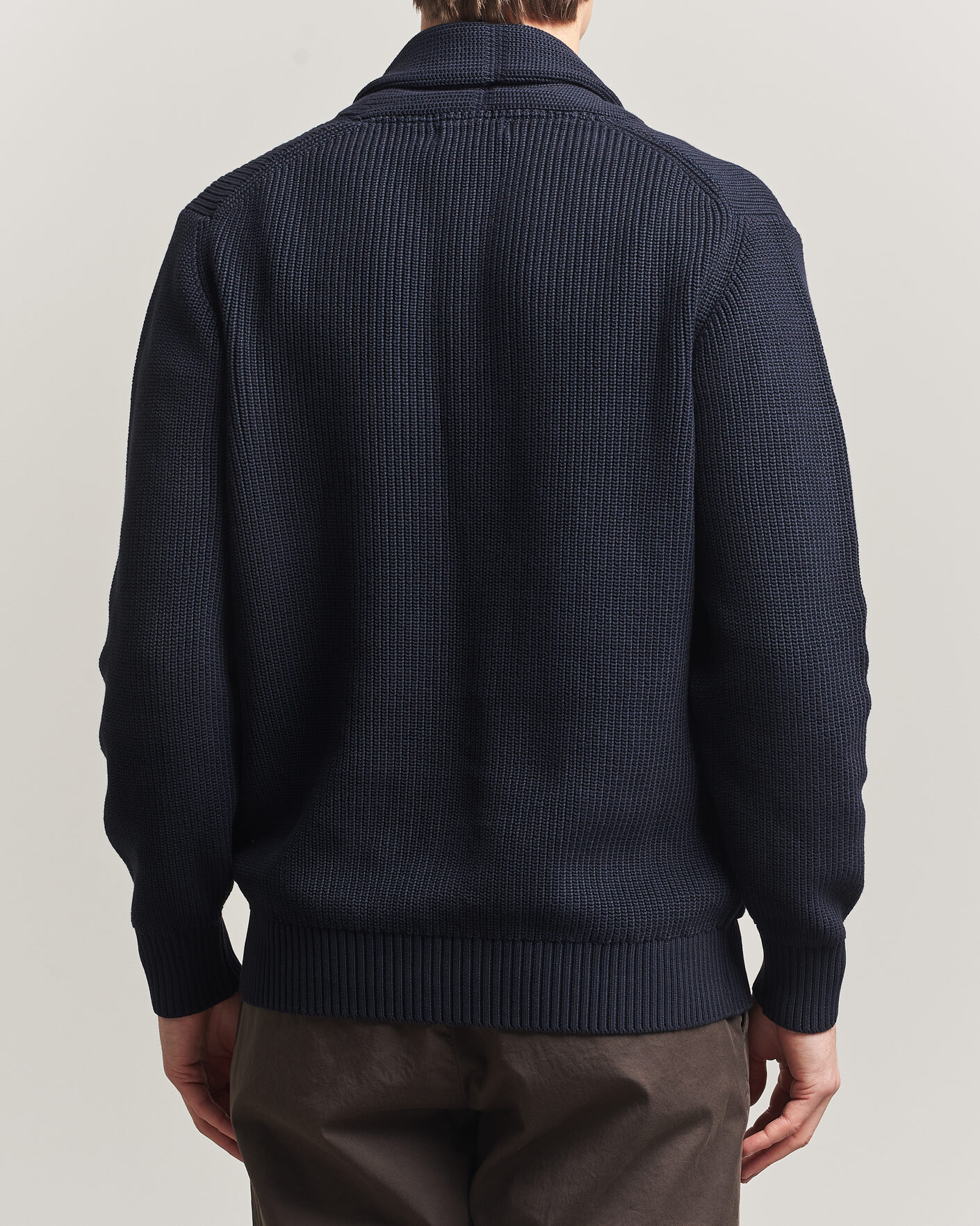 Herr | Tröjor | Oscar Jacobson | Roland Knitted Cotton Cardigan Navy