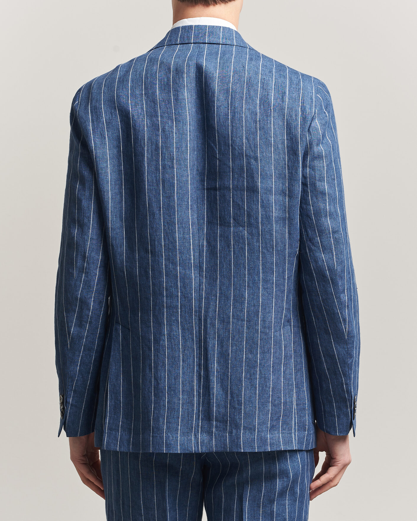 Herr | Kavajer | Oscar Jacobson | Farrys Patch Striped Linen Blazer Blue