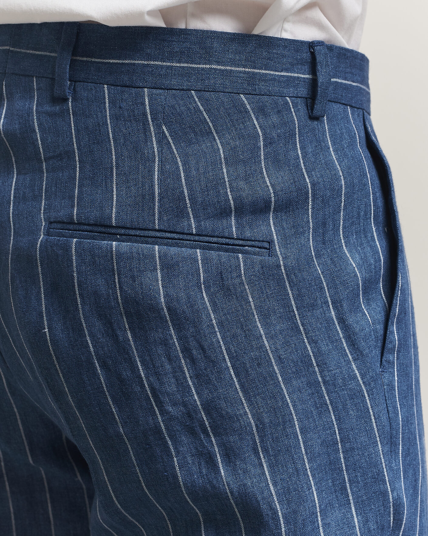 Herr | Byxor | Oscar Jacobson | Dandy Striped Linen Trousers Blue