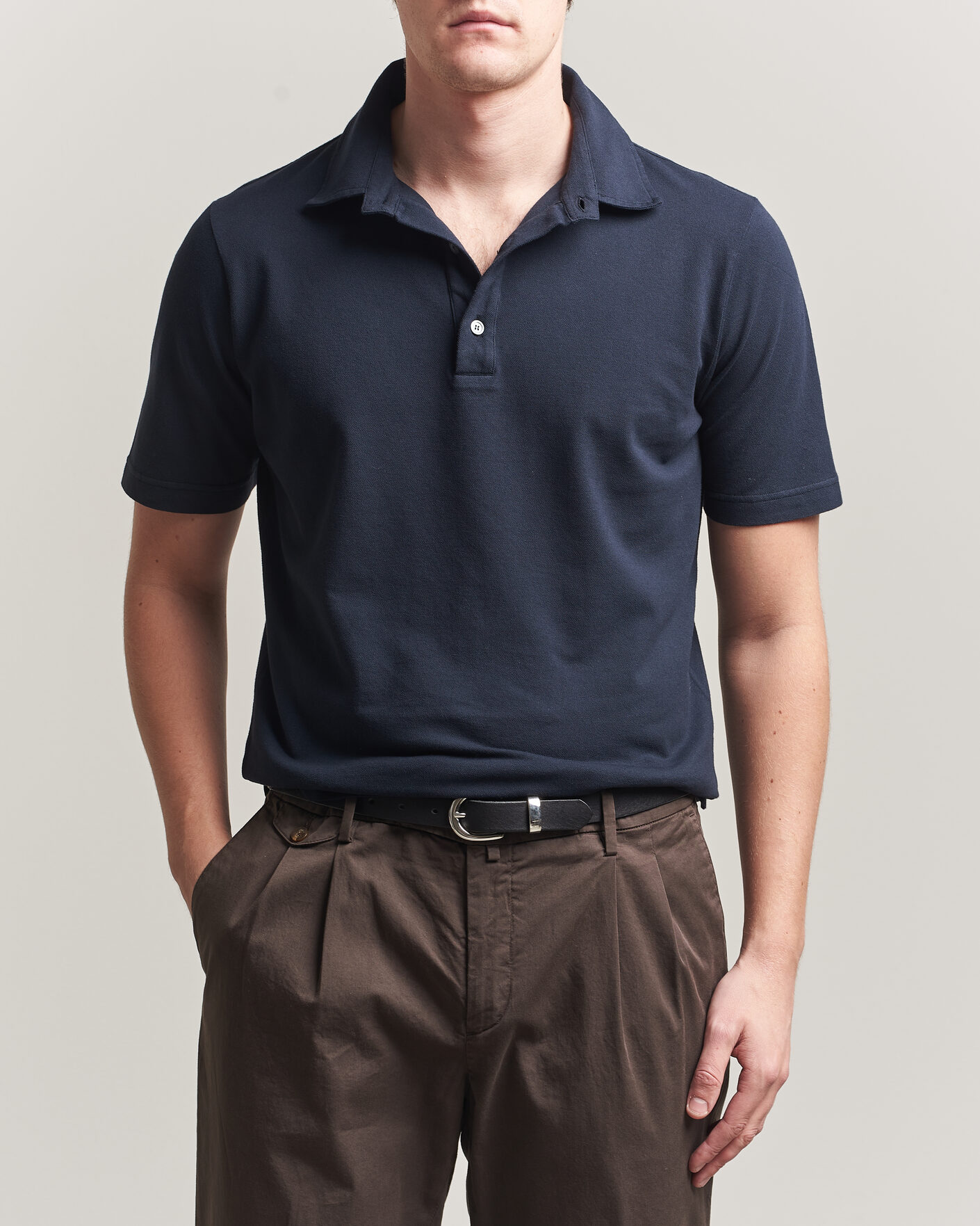 Herr | Pikéer | Zanone | Soft Cotton Piquet Polo Navy