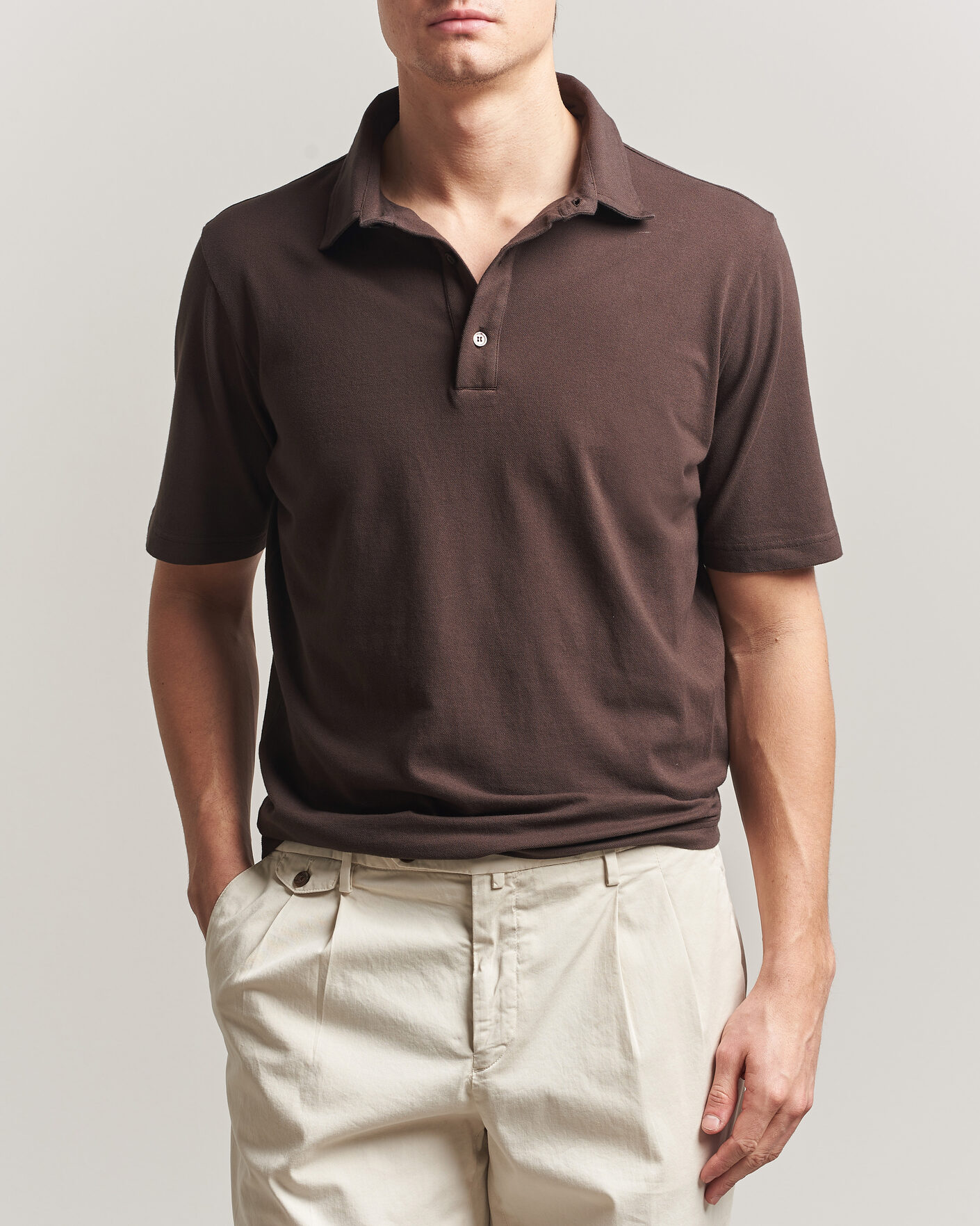 Herr | Pikéer | Zanone | Soft Cotton Piquet Polo Chocolate
