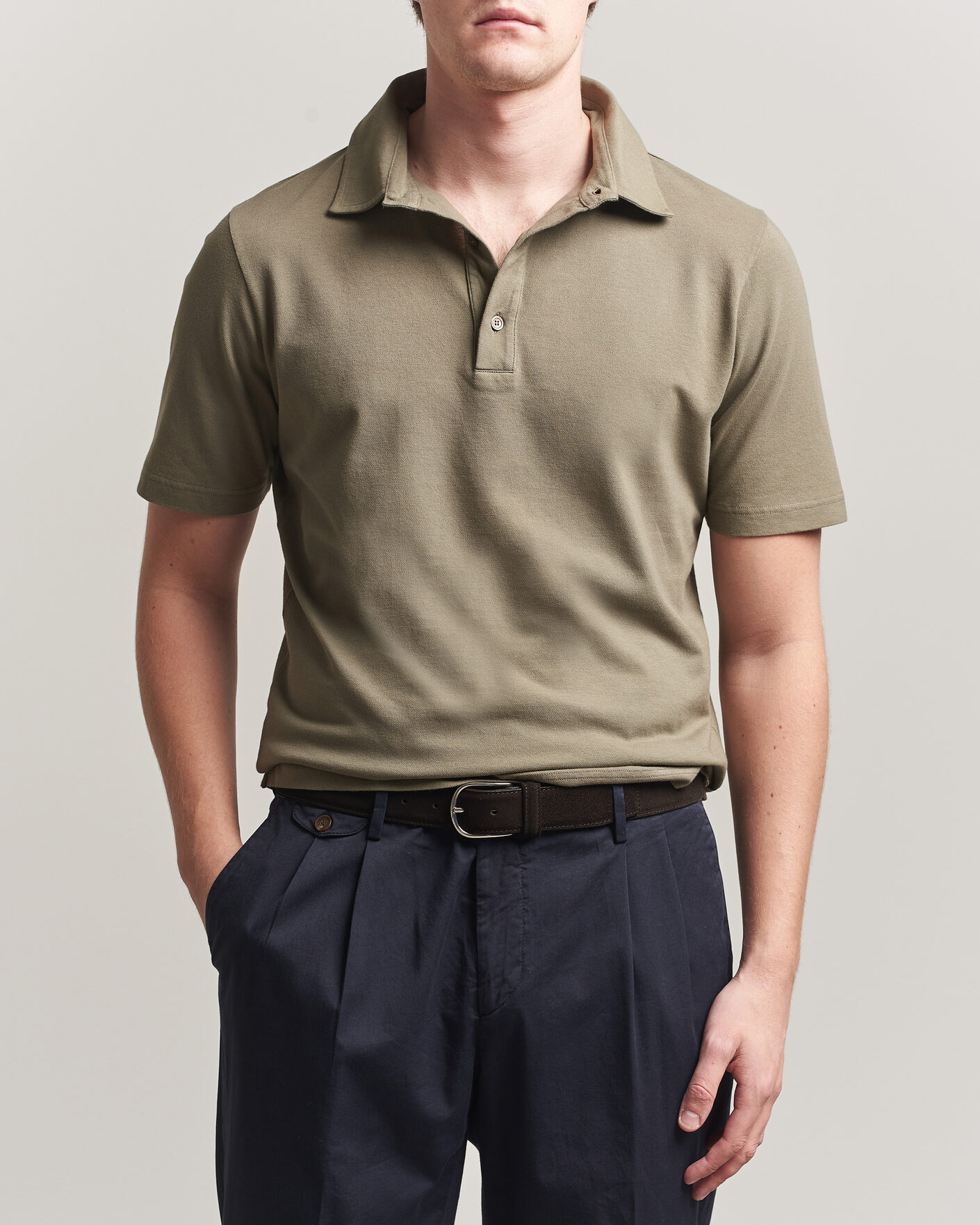 Herr | Pikéer | Zanone | Soft Cotton Piquet Polo Taupe