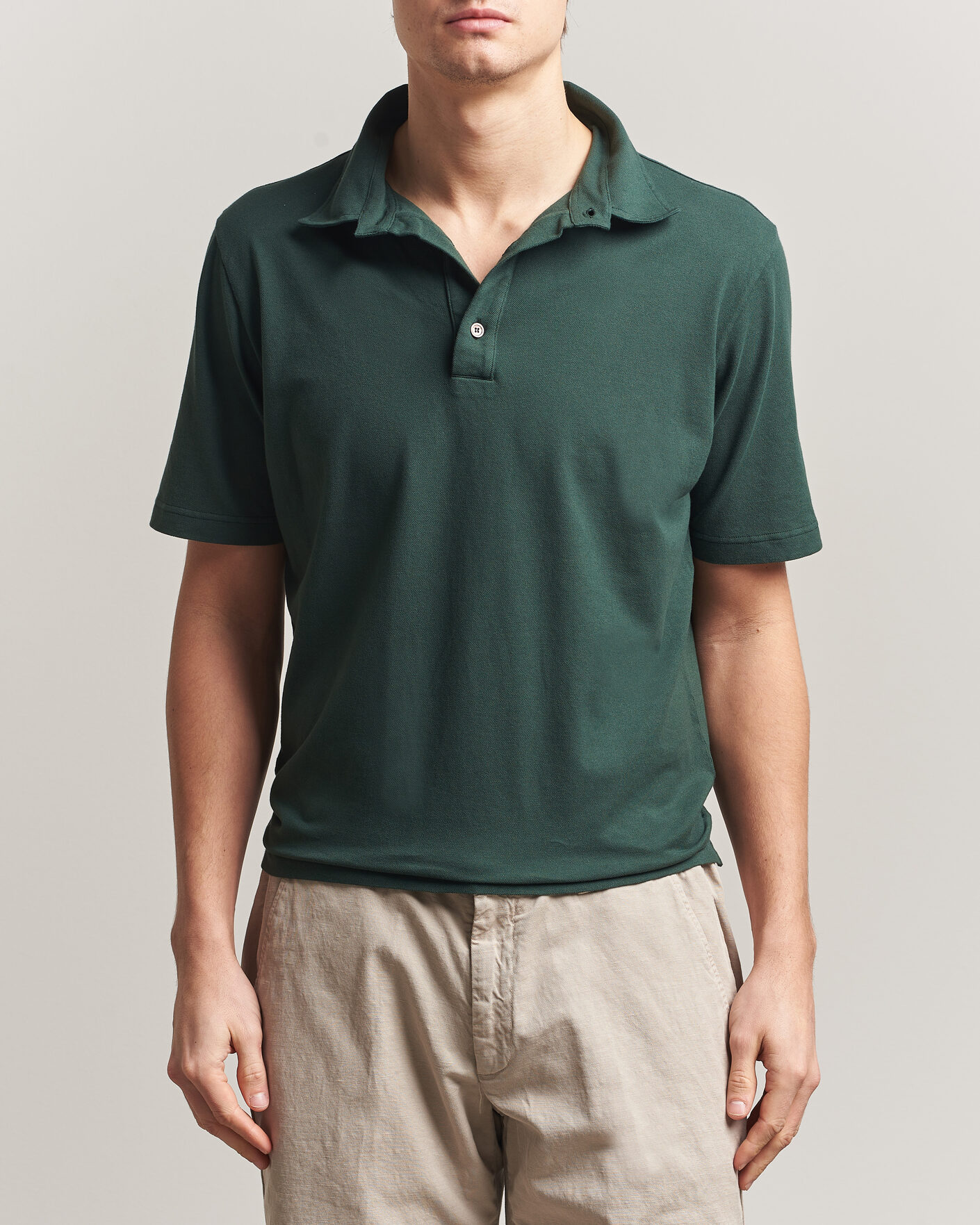 Herr | Pikéer | Zanone | Soft Cotton Piquet Polo Dark Green