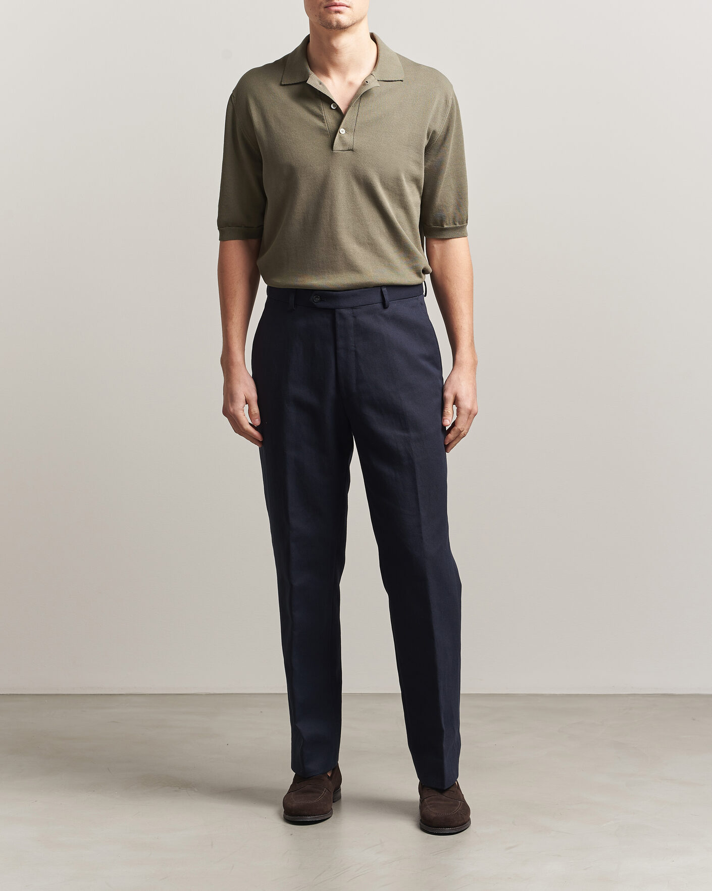Herr | Pikéer | Zanone | Knitted Cotton Polo Olive