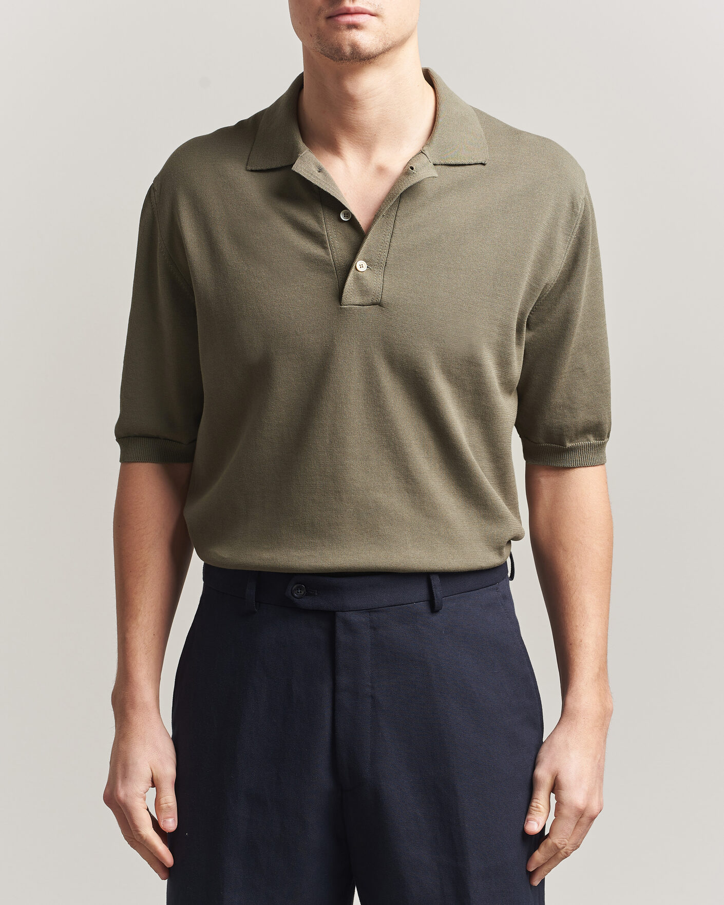 Herr | Pikéer | Zanone | Knitted Cotton Polo Olive