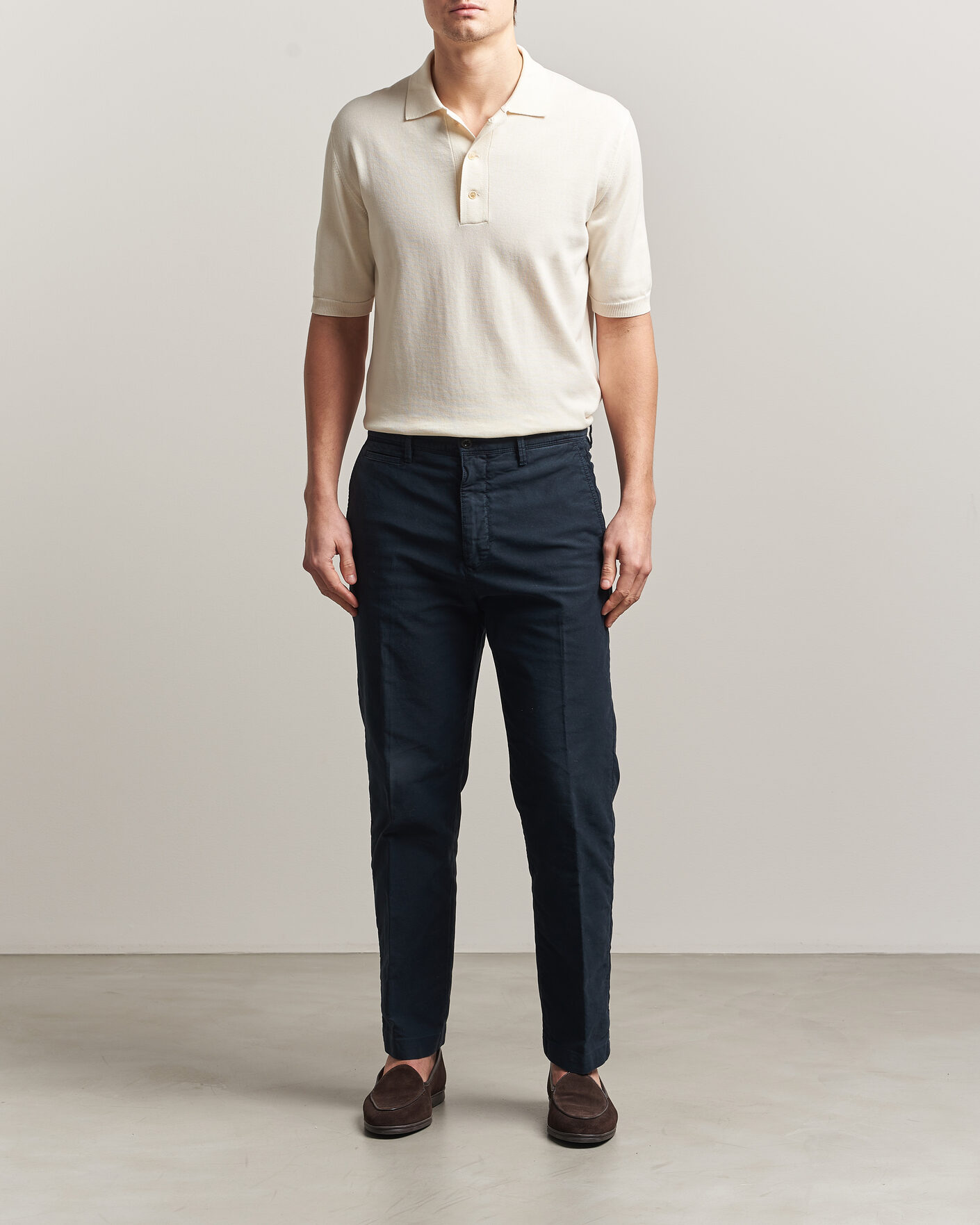 Herr | Pikéer | Zanone | Knitted Cotton Polo Off White