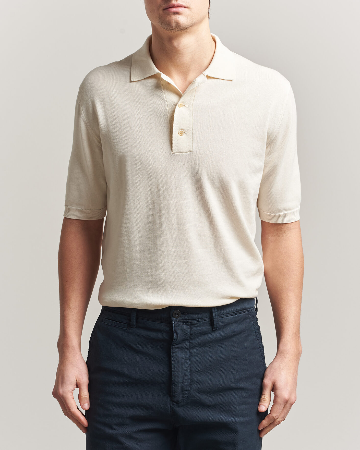 Herr | Pikéer | Zanone | Knitted Cotton Polo Off White