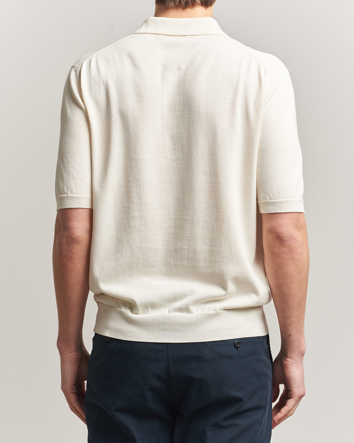 Herr | Pikéer | Zanone | Knitted Cotton Polo Off White
