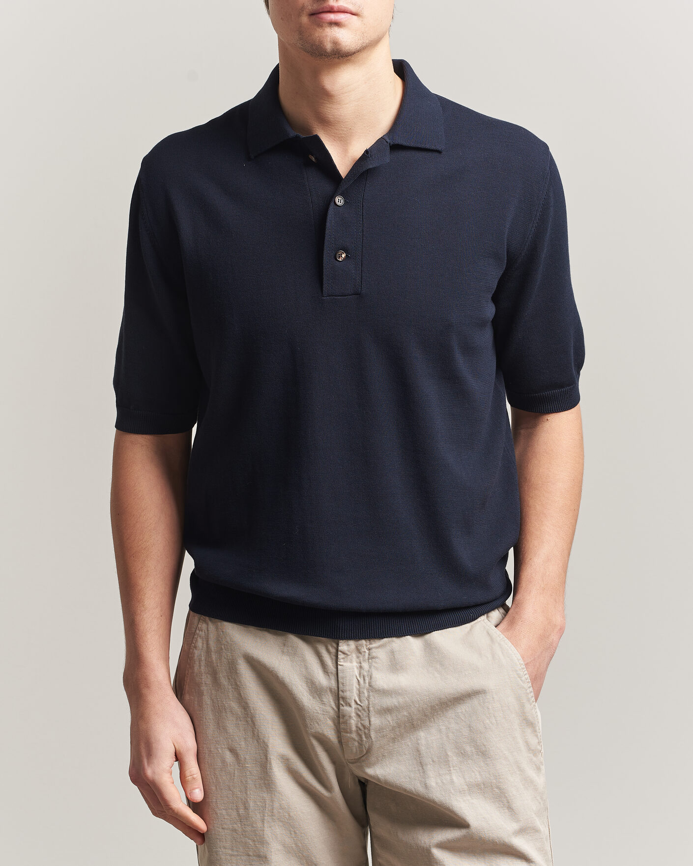 Herr | Pikéer | Zanone | Knitted Cotton Polo Navy
