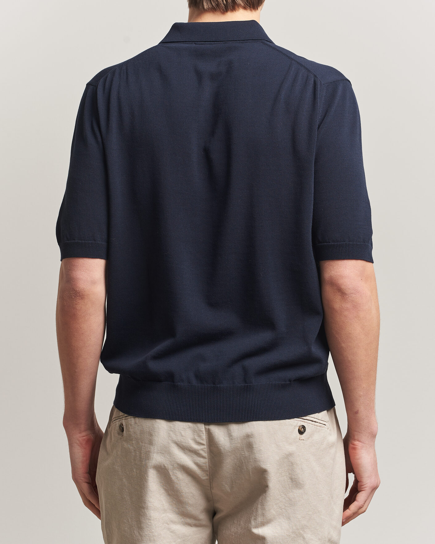 Herr | Pikéer | Zanone | Knitted Cotton Polo Navy